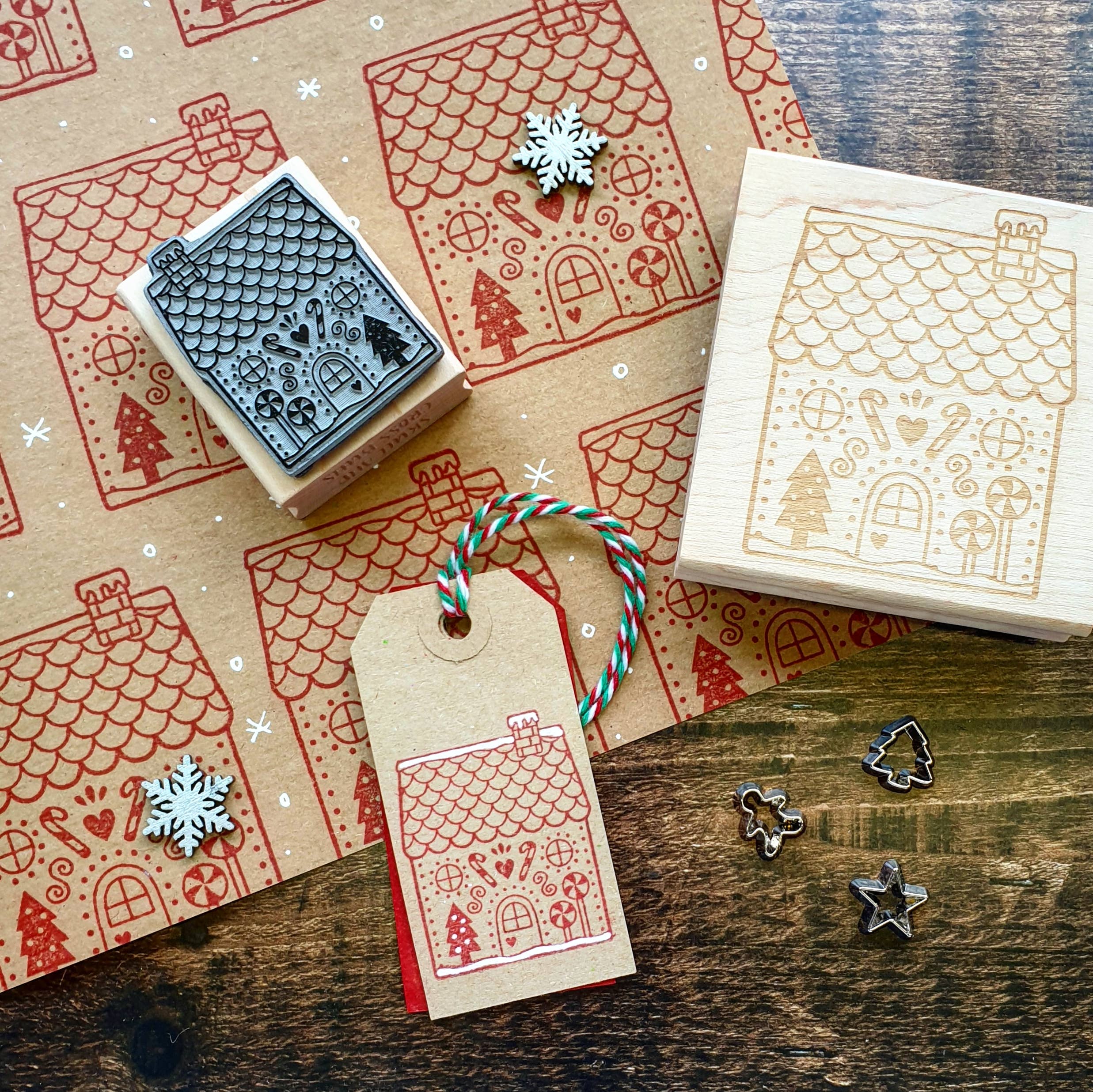 Christmas Gingerbread House Rubber Stamp - DIY Holiday Cookie Decorating Stamps for Baking, Scrapbooking & Crafting - Perfect for Christmas Cookies, Cards & Gift Wrapping