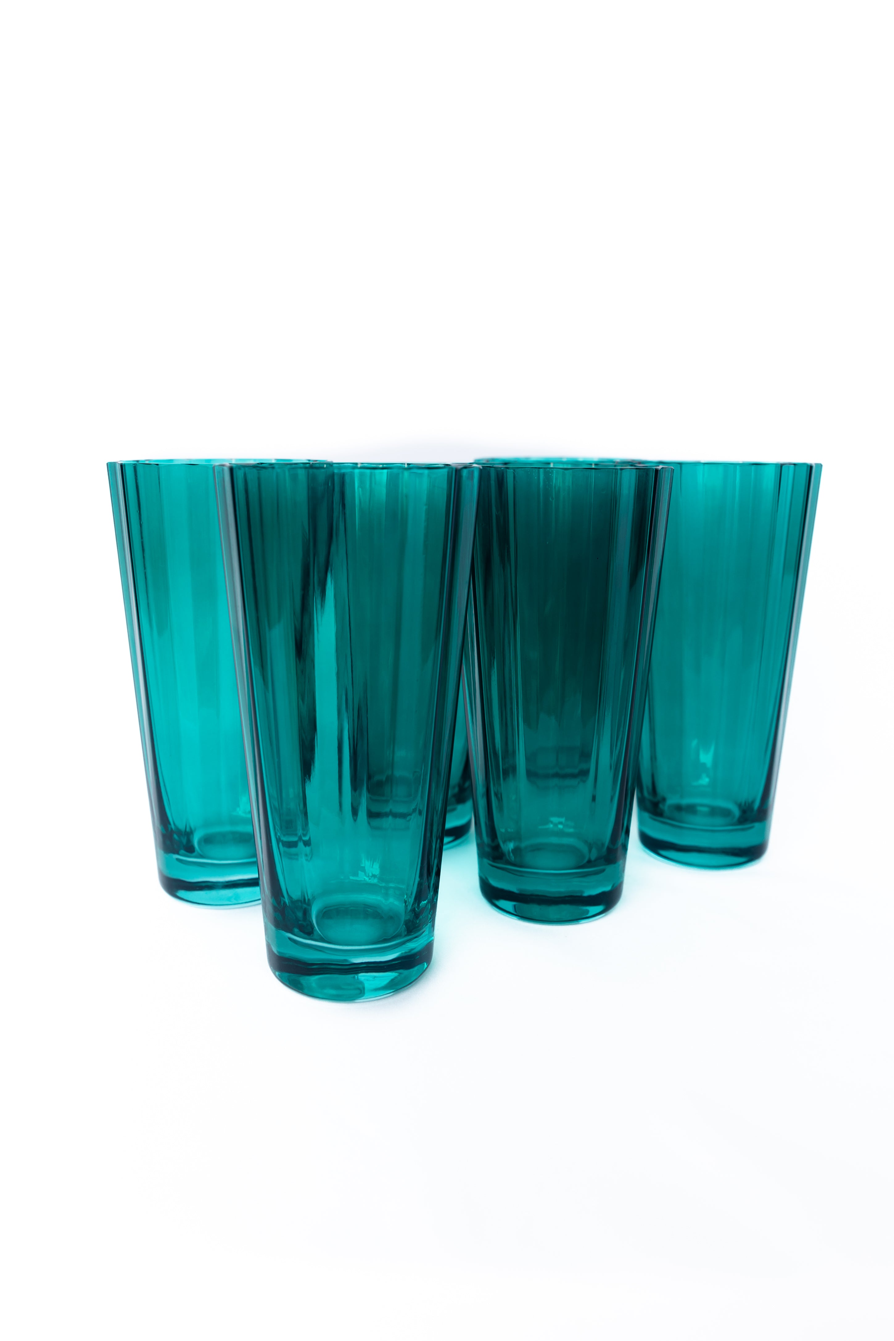 Estelle Colored Sunday Highball Glasses Set of 6 - Emerald Green | Elegant Drinking Glasses for Cocktails, Iced Tea & Entertaining | Perfect for Home Bar, Parties & Gifts