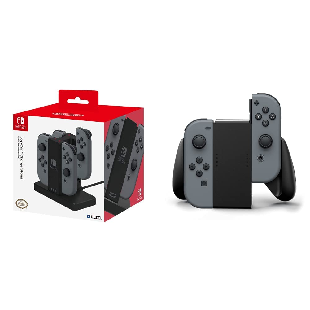 HORI Nintendo Switch Joy-Con Charging Dock - Officially Licensed by Nintendo - PowerA Joy-Con Comfort Grips for Enhanced Gaming - Black - Perfect for Multiplayer Gaming & Long Play Sessions