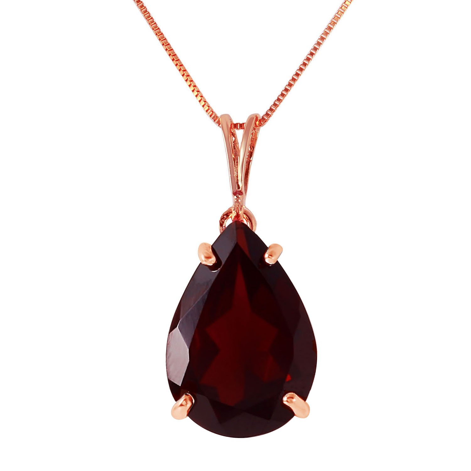 14K Solid Rose Gold Pendant Necklace with 5 Carat Natural Garnet Gemstone - Elegant Jewelry for Women, Perfect for Valentine's Day, Anniversary & Special Occasions