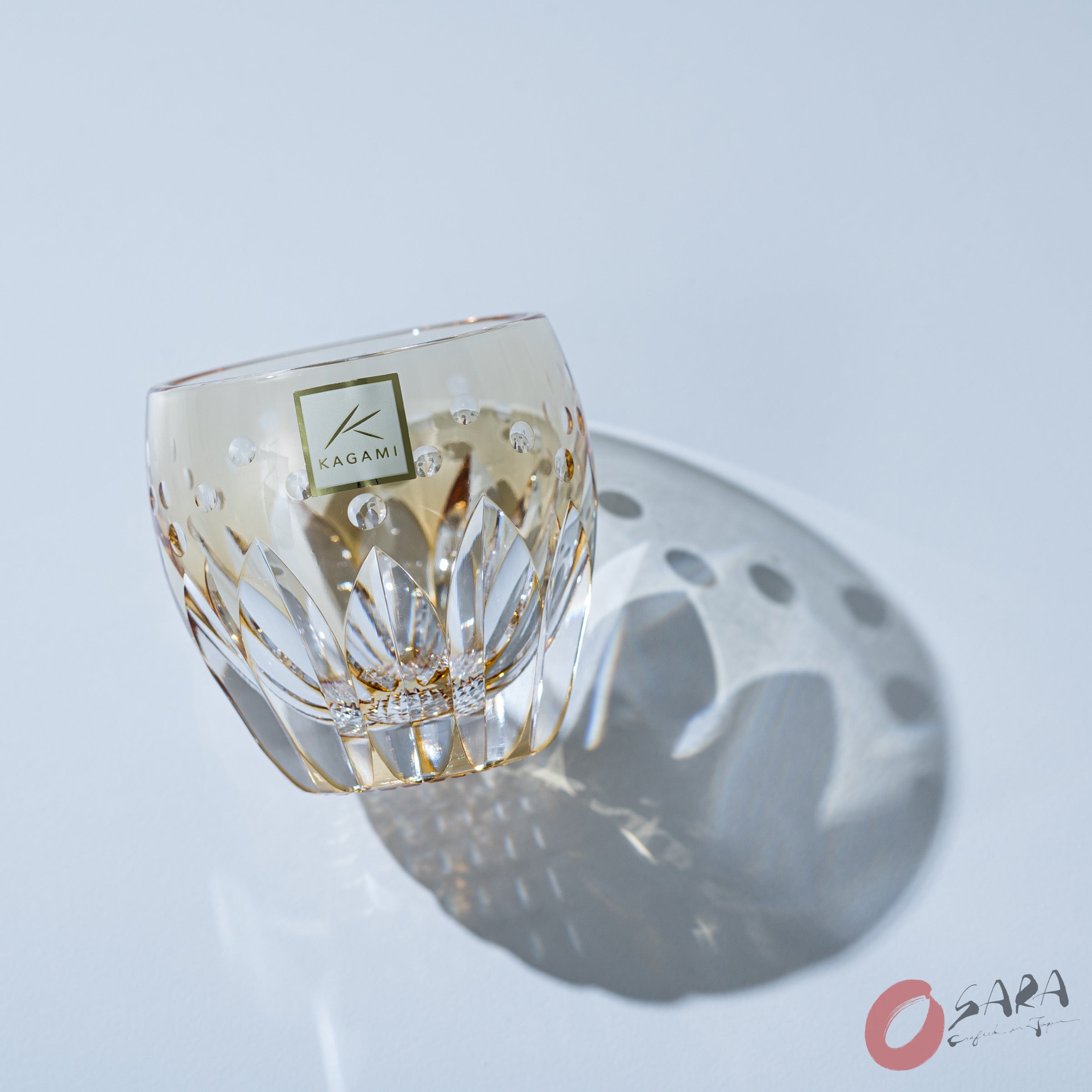 Premium KAGAMI Crystal Sake Glass Set - Elegant Sunflower Design - Japanese Style Drinking Cup for Sake, Cocktails & Wine - Perfect for Dinner Parties, Gifts & Home Bar Decor