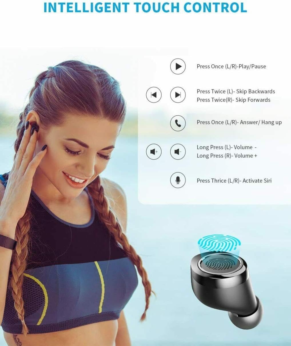 Wireless TWS Earbuds Bluetooth 5.0 with Charging Case - Compatible with T-Mobile REVVL 7/7 PRO 5G, True Stereo Sound & Hands-Free Mic - Perfect for Gym, Running, Commuting and Work Calls