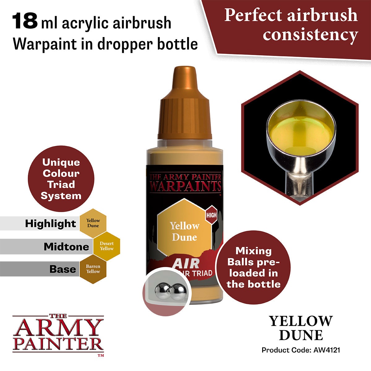 Warpaints Air: Yellow Dune - Premium Acrylic Paint Set for Miniature Models & War Gaming - Perfect for Tabletop Gaming, Model Painting, and DIY Crafts