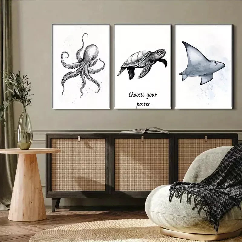 3-Piece Marine Life Triptych Wall Art Set - Framed Canvas 40x60cm - High Quality Print - 100% Australian Made - Ready to Hang - Perfect for Living Room, Bedroom & Office Decor