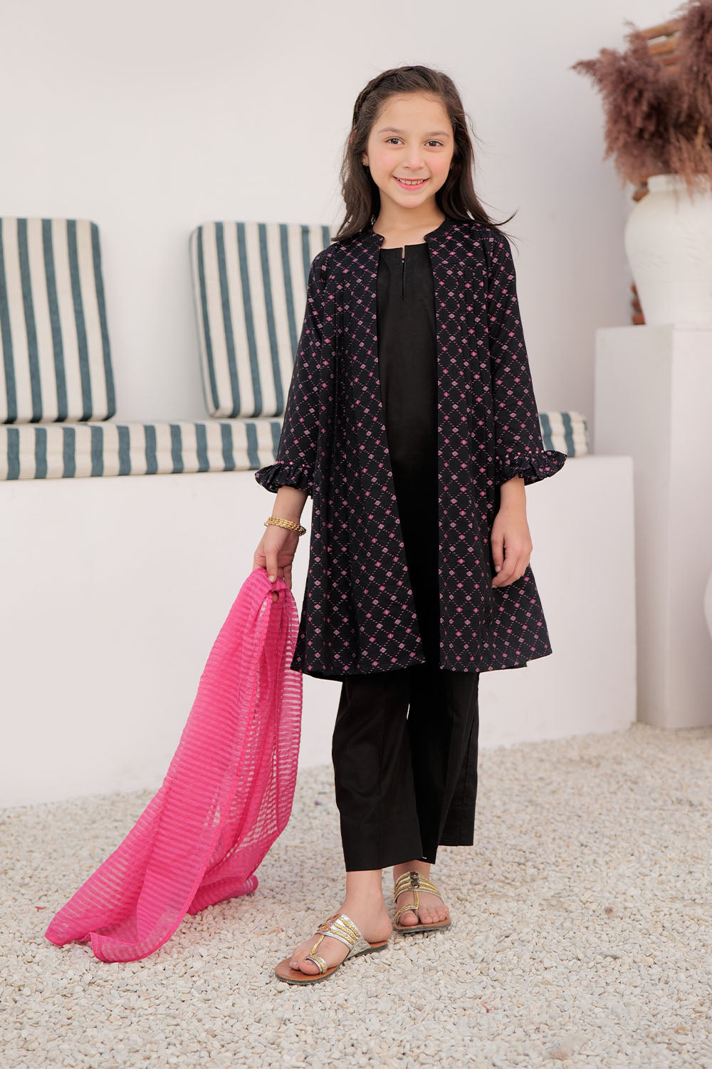 Premium Cotton Yarn-Dyed Jacquard Black Stitched Suit for Women - Elegant Formal Wear for Business, Office & Special Occasions
