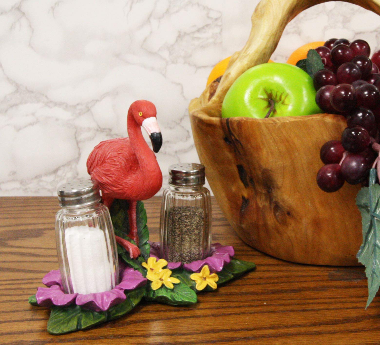 Ebros Tropical Paradise Pink Flamingo Salt and Pepper Shakers Set with Glass Containers - 7.25