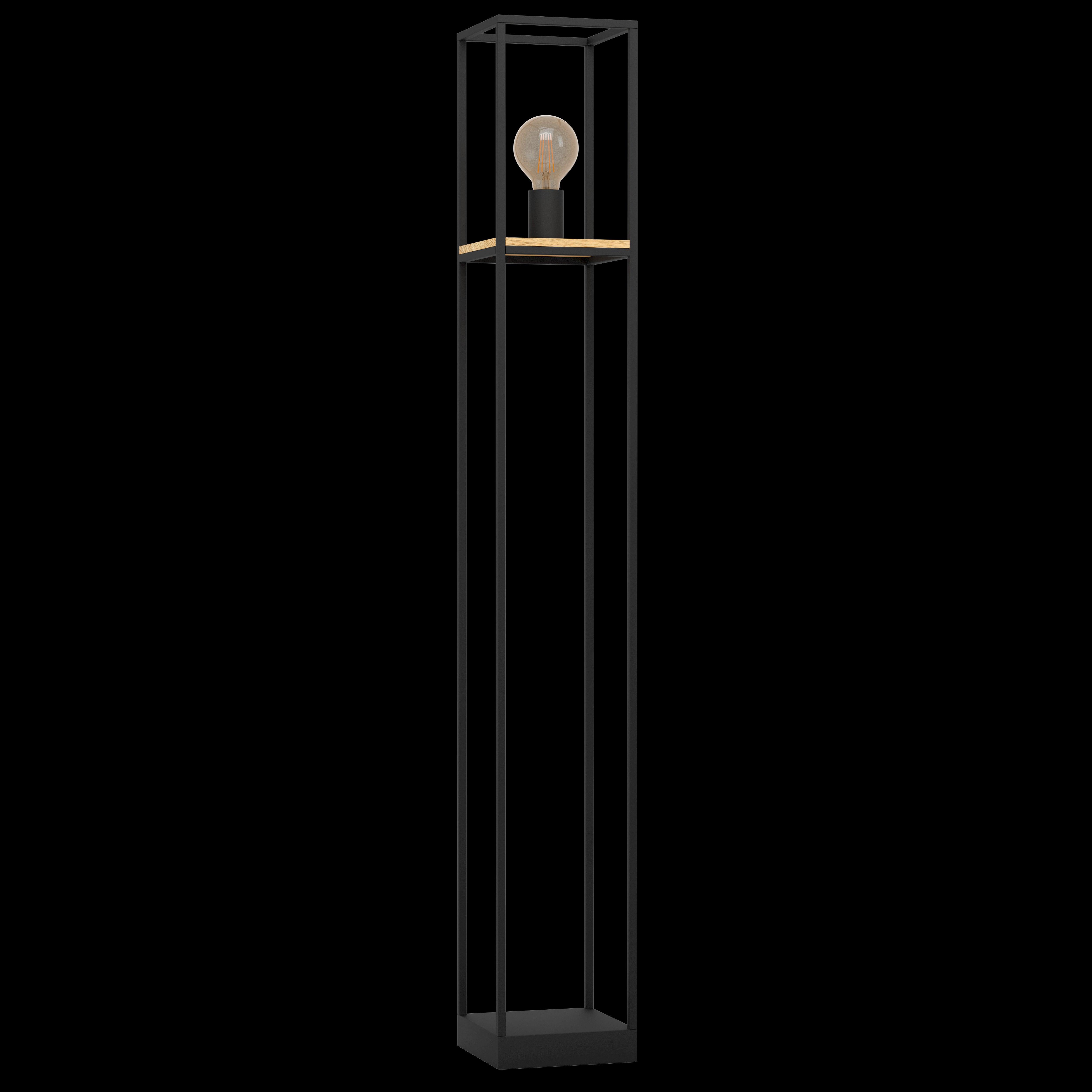Eglo Libertad Rectangular Metal Framed Floor Lamp - Modern Industrial Style Lighting for Living Room, Bedroom & Office - Adjustable Height Standing Lamp with Fabric Shade