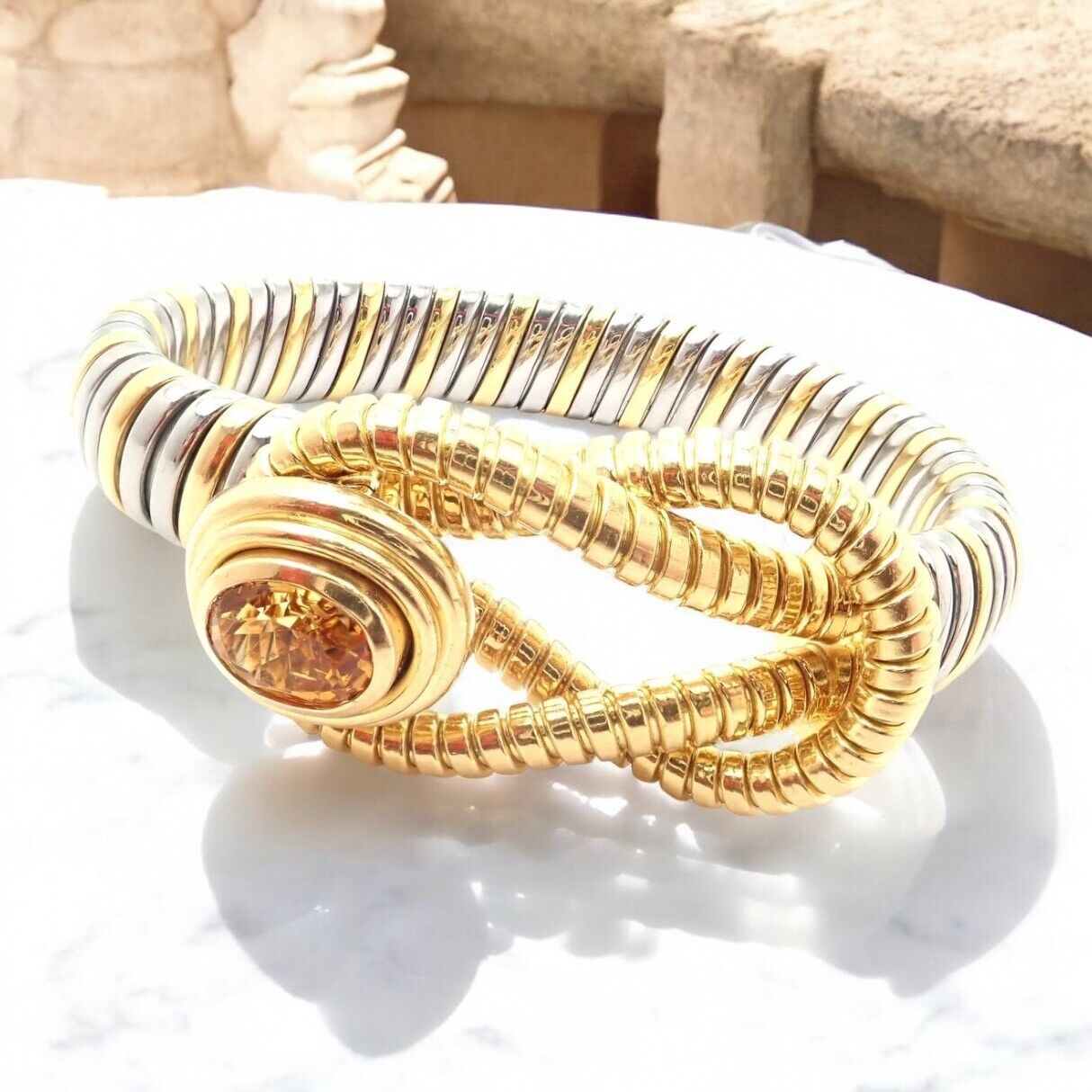 Authentic Cartier Hercules Knot 18K Yellow Gold & Stainless Steel Citrine Bracelet for Women | Luxury Jewelry Gift for Anniversary, Birthday & Special Occasions