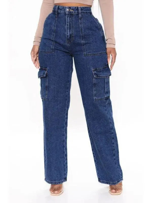 Women's High Waisted Wide Leg Cargo Jeans - Stretch Denim Pants for Casual & Streetwear Fashion | Perfect for Everyday Wear, Travel & Outdoor Activities