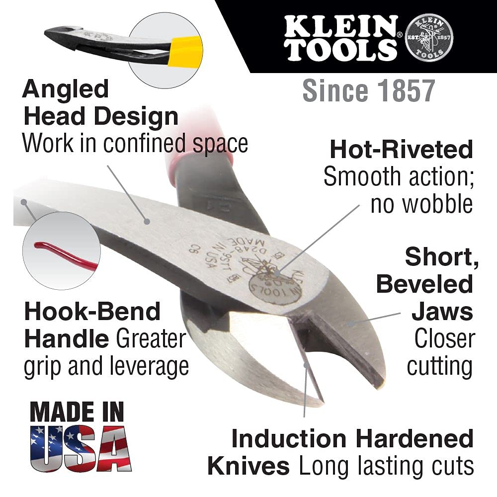 Klein Tools 9-Inch High Leverage Ironworker's Diagonal Cutting Pliers & Flame Resistant 5x10x9-Inch Canvas Tool Bag - Ideal for Electricians, Contractors, and DIY Projects