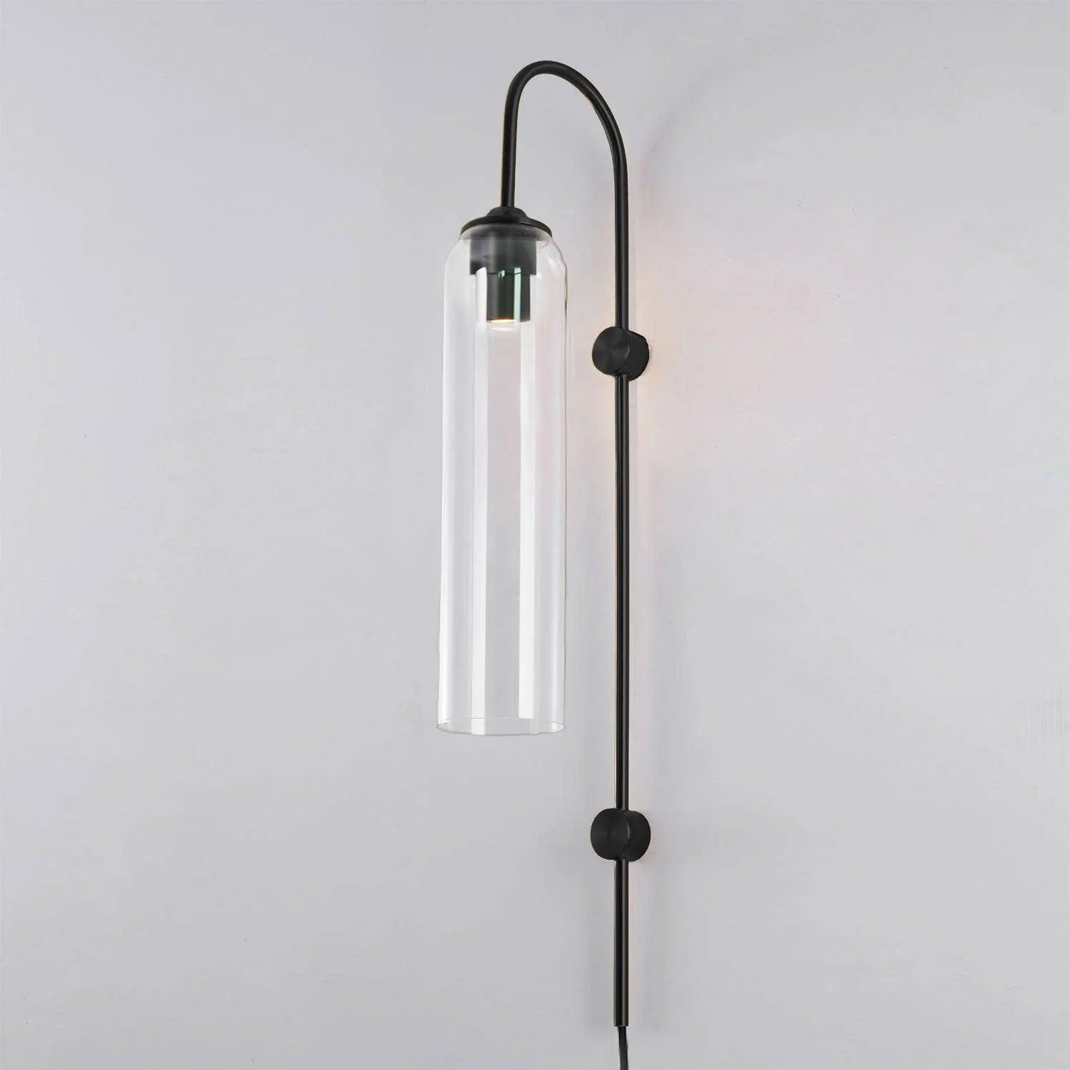Modern Glass Plug-In Wall Sconce - Elegant Lighting Fixture for Bedroom, Living Room & Hallway Decor