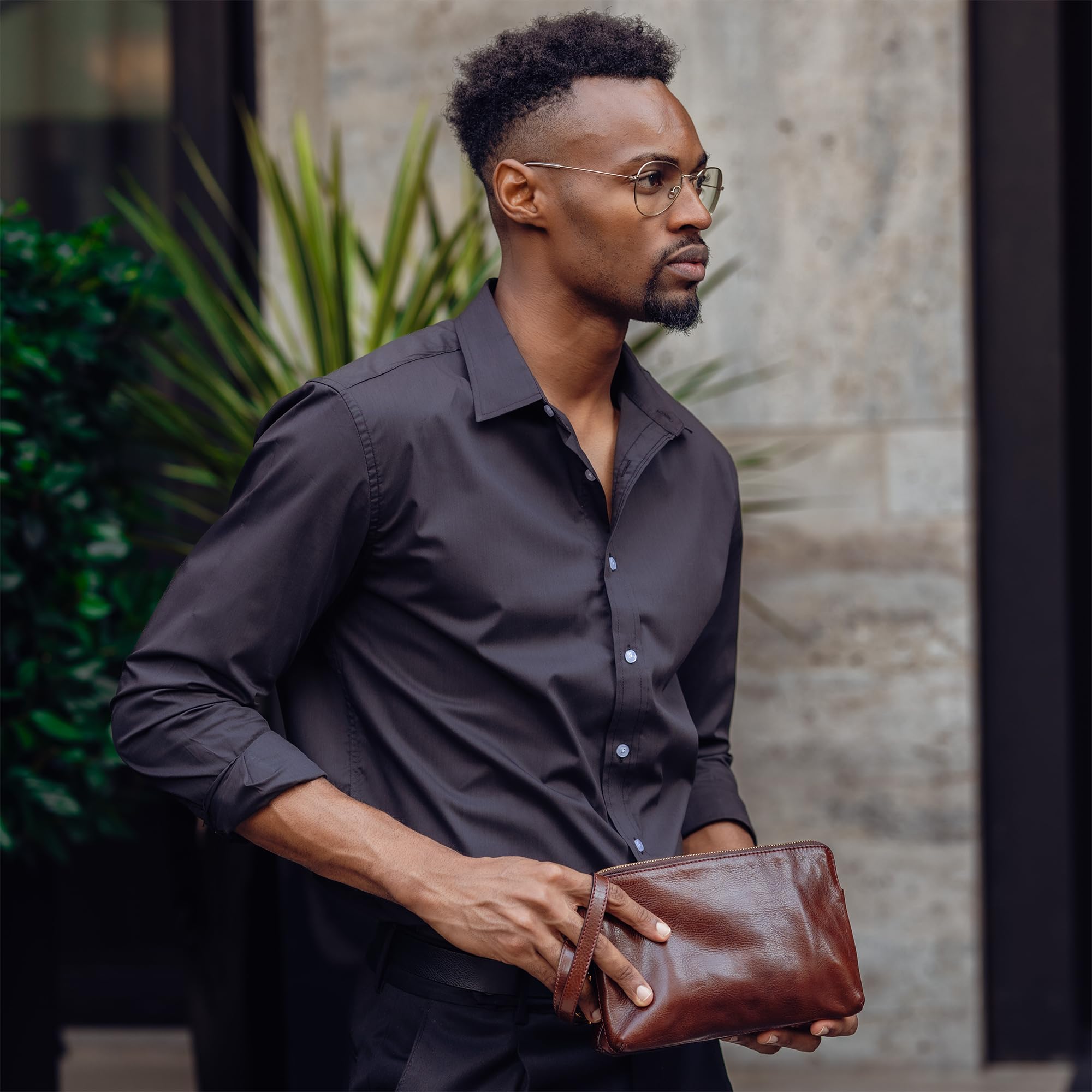 Premium Italian Leather Clutch for Men - Handmade Organizer Wrist Bag & Slim Briefcase - Time-Resistant Luxury Gift Box Included - Perfect for Business, Travel & Formal Occasions