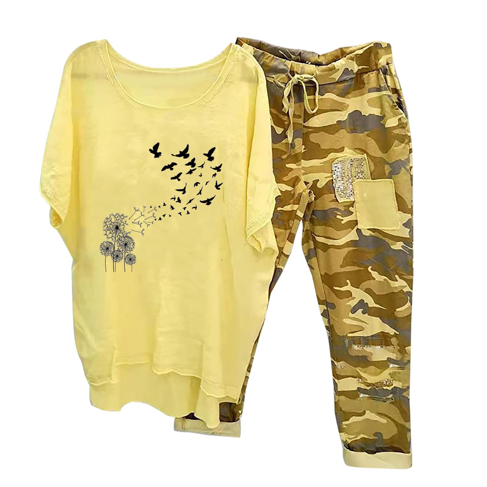 Women's 2-Piece Lounge Set - Soft & Comfortable Pajama Pants & Loose Shirt Outfit - Perfect for Relaxing at Home, Lounging, or Sleeping - Fall & Winter Cozy Wear