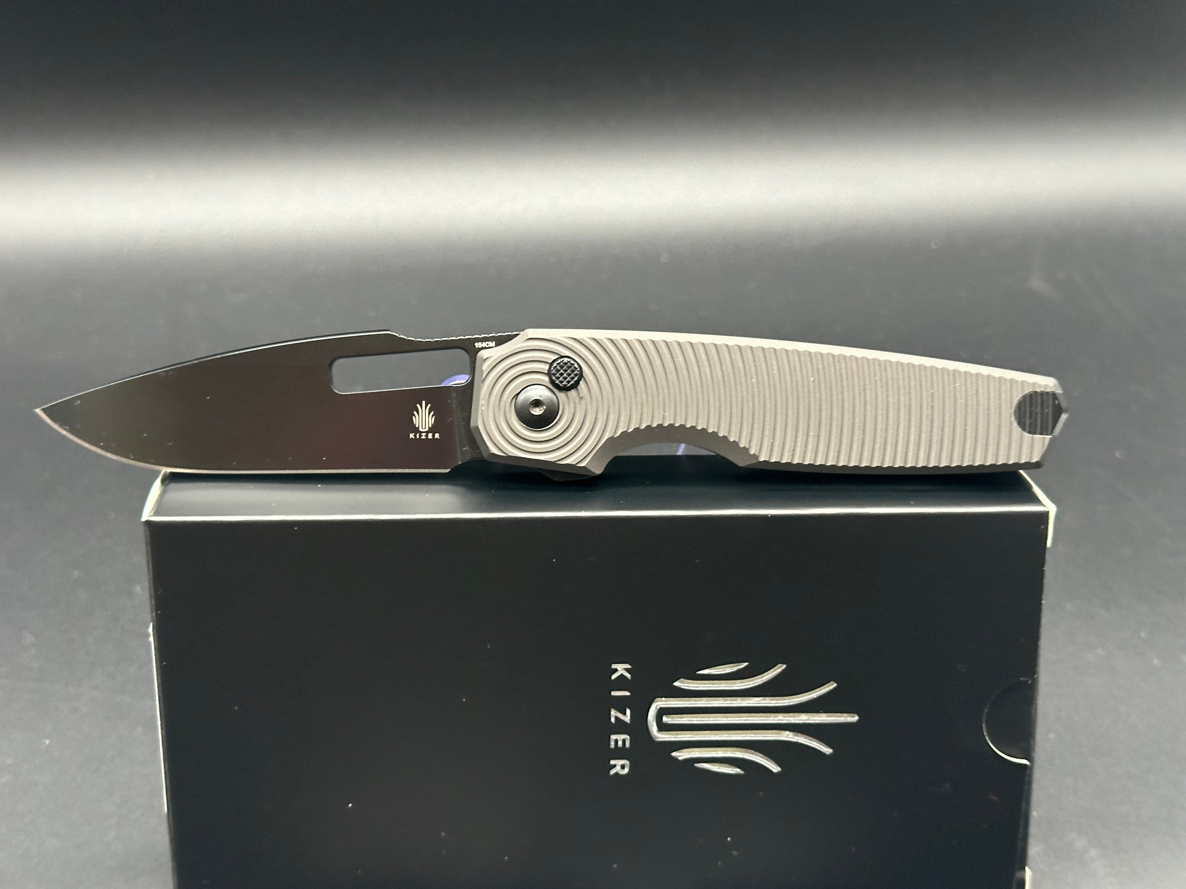 Kizer Dogfish Button Lock Folding Knife - 3.1