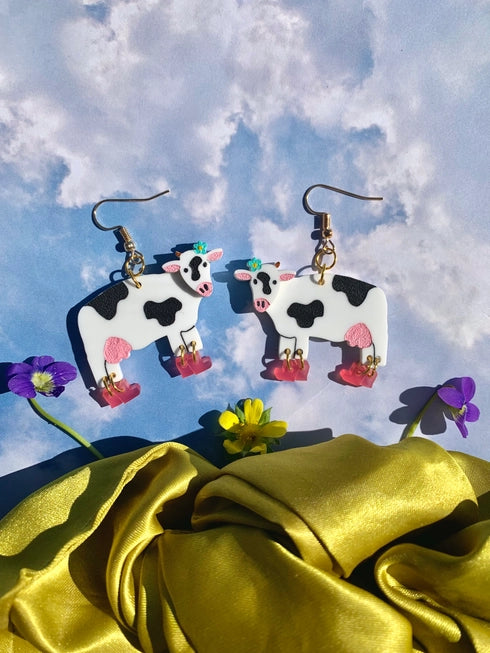 Not Picasso Honey Moo Moo Cow Earrings - Cute Animal Jewelry for Women - Perfect for Farm Theme Parties, Country Style Outfits & Everyday Wear