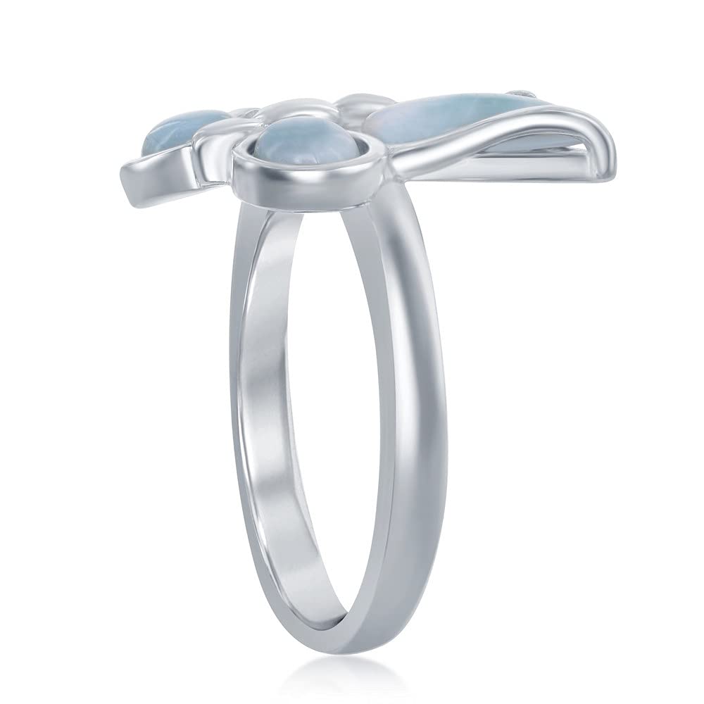 Sterling Silver Larimar Butterfly Cocktail Ring for Women - Handmade Adjustable Statement Jewelry - Perfect for Parties, Weddings & Special Occasions