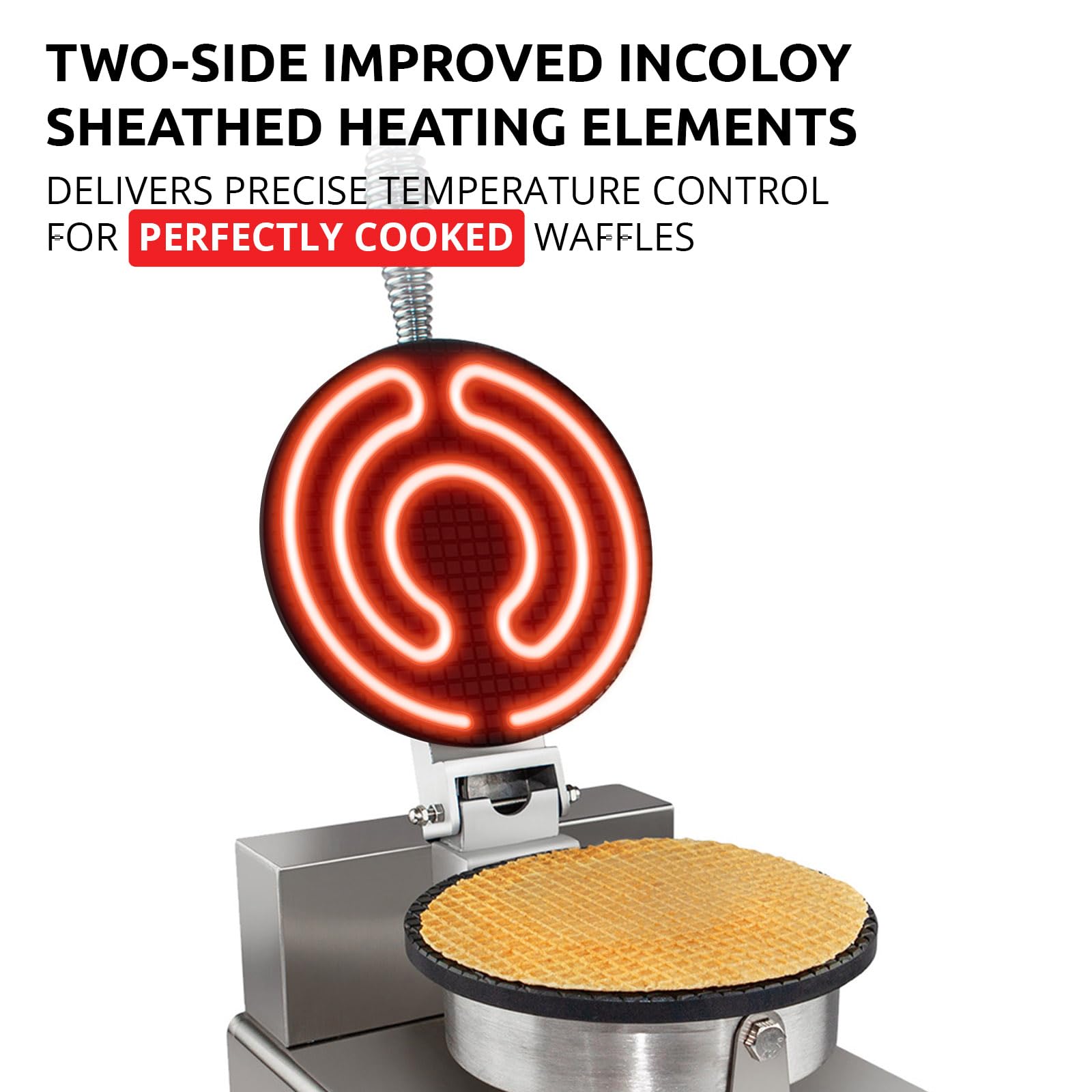 ALDKitchen Stainless Steel Waffle Cone Maker - 1-Head Electric Ice Cream Cone Iron for Homemade Desserts | Perfect for Parties, Ice Cream Shops & Home Baking
