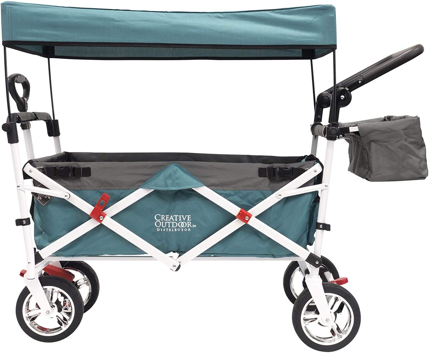 **Premium Double Stroller for Toddlers & Kids - Push & Pull Design, Removable Canopy & 5-Point Harness, Foldable Garden Cart with Adjustable Handle - Perfect for Beach, Park & Outdoor Adventures (Teal)**
