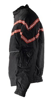 Men's Textile Motorcycle Jacket - Orange & White Striped Design - Lightweight Protective Riding Gear for Street Bikers & Commuters - Perfect for Daily Rides & Weekend Adventures