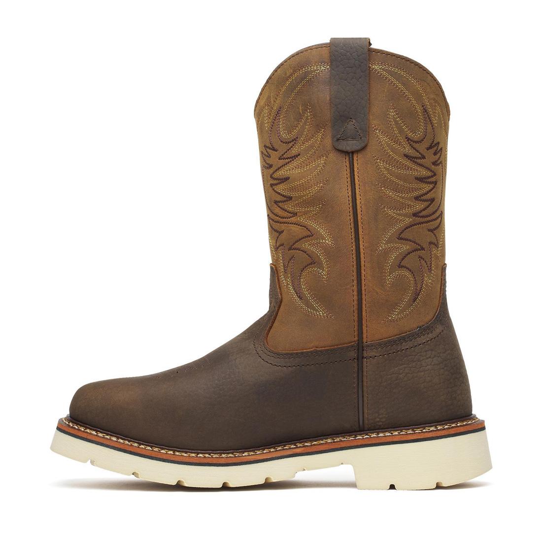 Square Toe Western Boots for Men - Crazy Horse Leather with Pebble Bottom - Comfortable Cowboy Boots for Riding, Work & Casual Wear (Size 11)