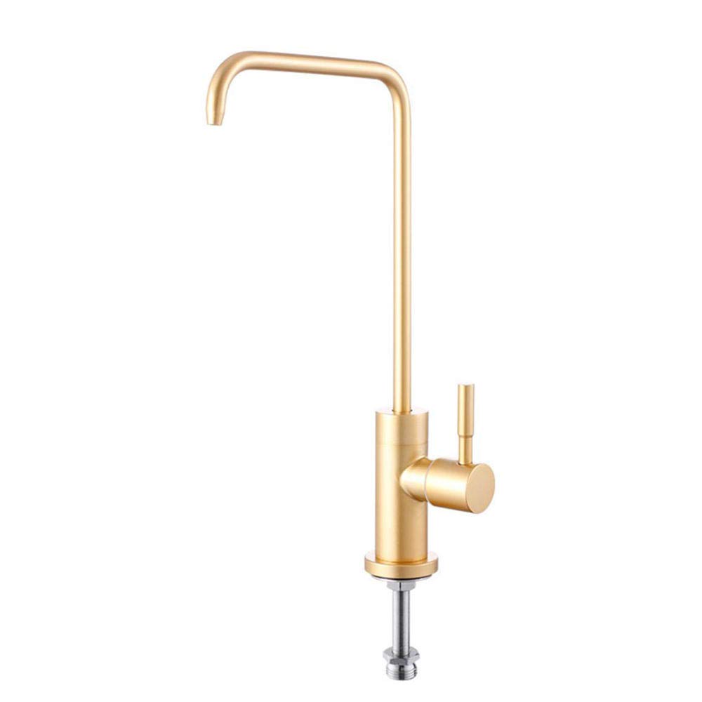 1/4'' Stainless Steel Reverse Osmosis Drinking Water Filter Faucet - Direct Pure Water Tap for Kitchen Sink - Gold Finish - Perfect for Clean Drinking Water & Cooking
