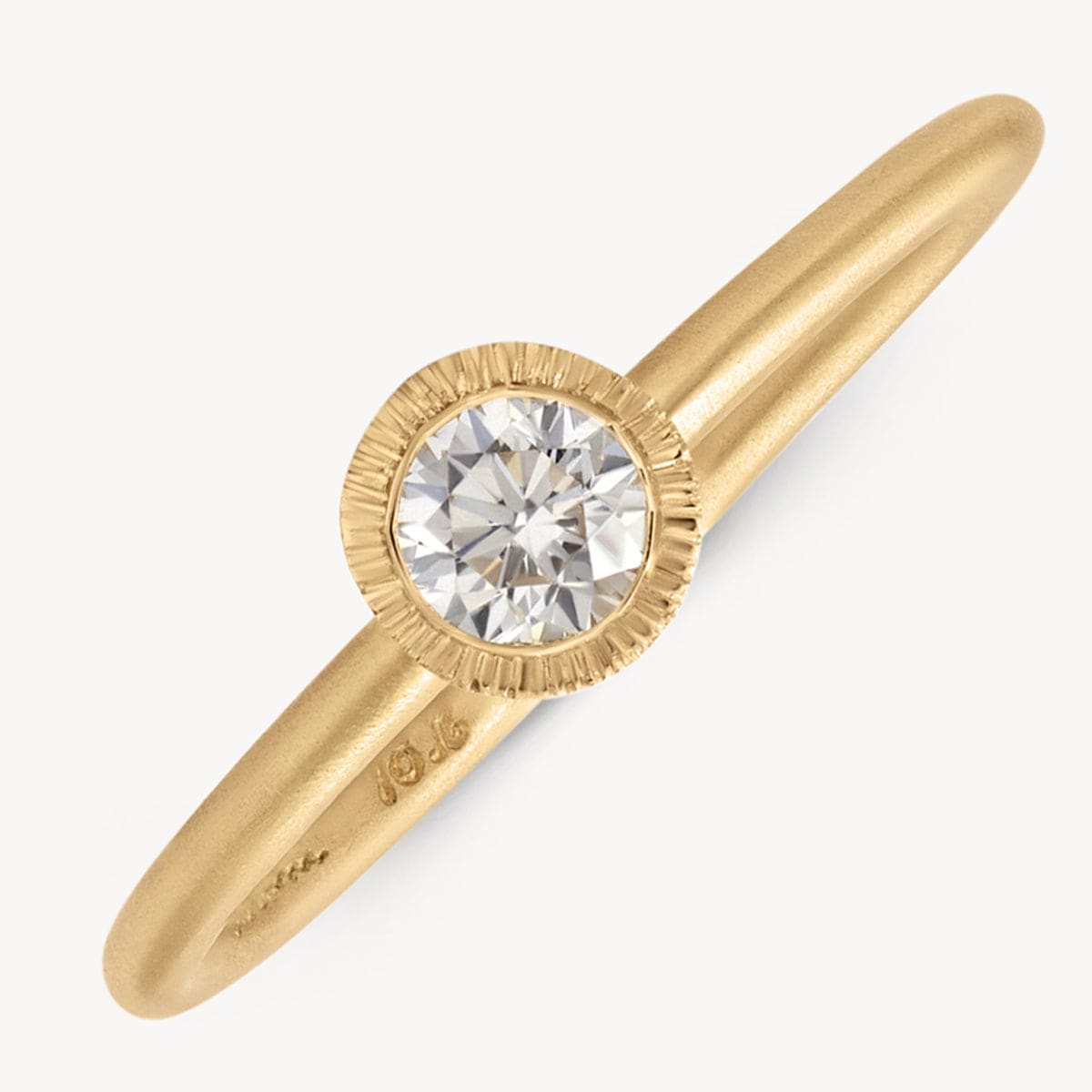 18K Gold Brushed Bezel Diamond Solitaire Ring for Women - Elegant Engagement & Wedding Band - Perfect for Proposals, Anniversaries, and Special Occasions