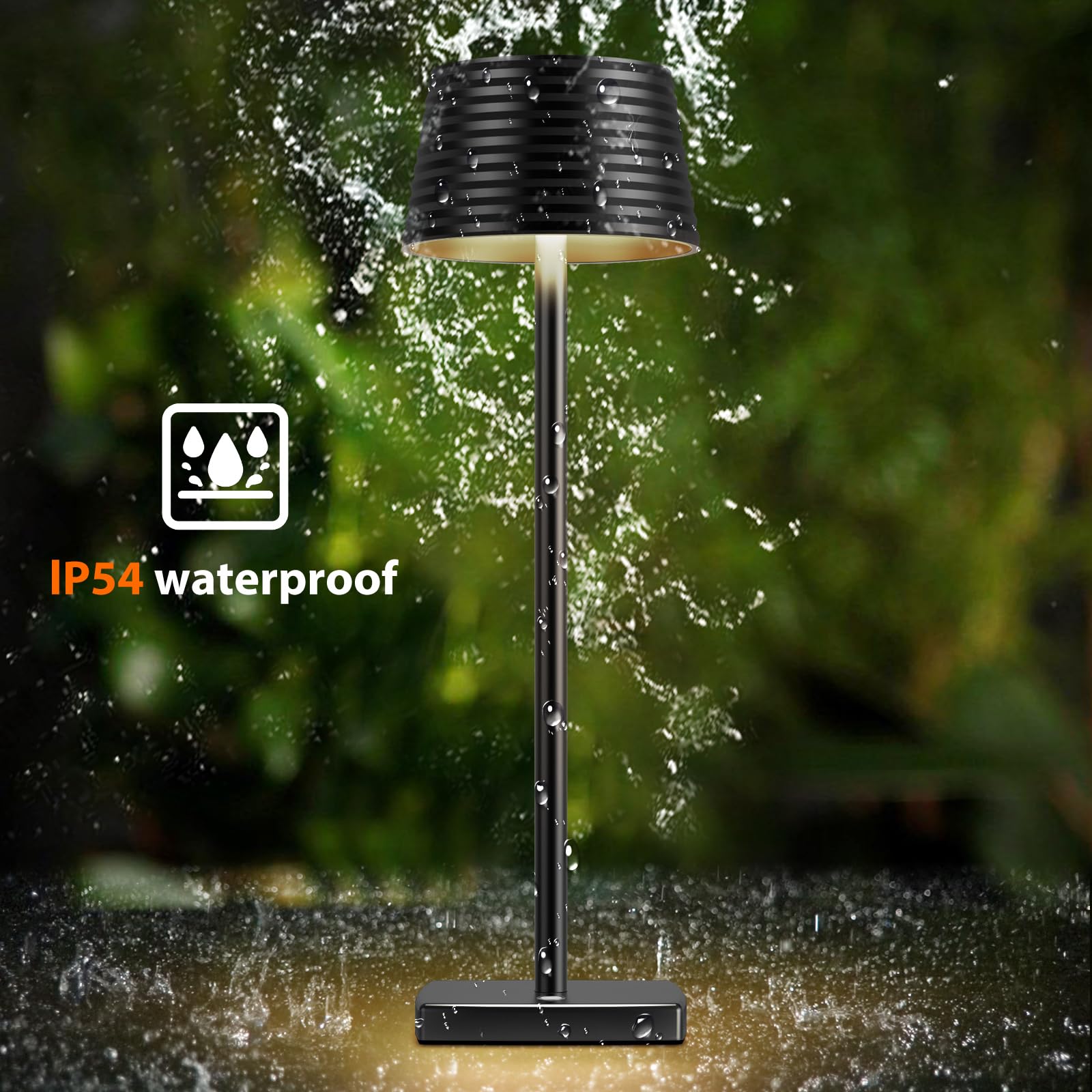 Rechargeable Cordless LED Desk Lamp - 5000mAh Battery, Aluminum Metal Housing, 3 Brightness Levels, USB Powered Portable Night Light for Home Office, Restaurant, Bar & Outdoor Use (Black, 2-Pack)