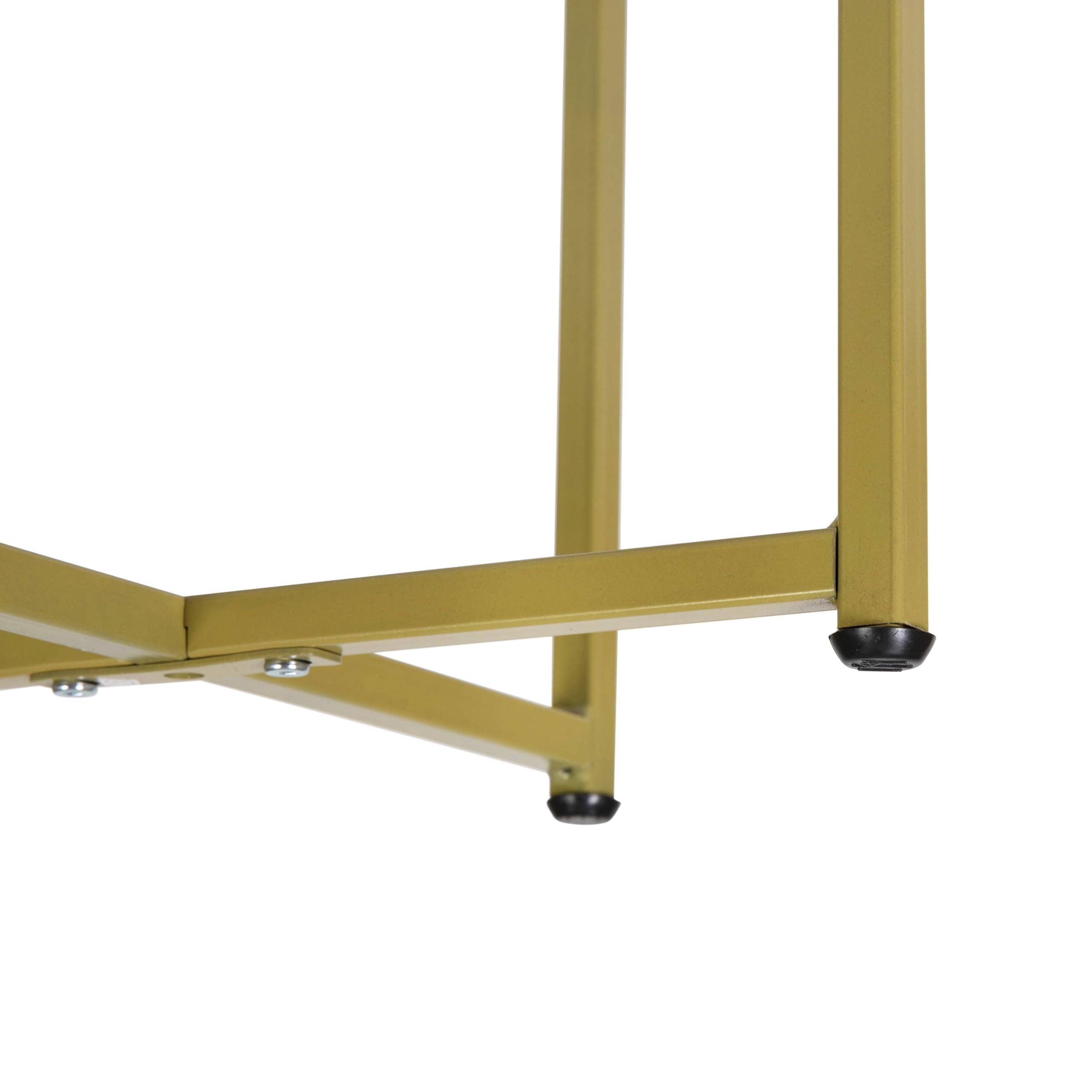 EMMA + OLIVER White Marble Coffee Table with Gold Metal Frame - Perfect for Living Room Decor