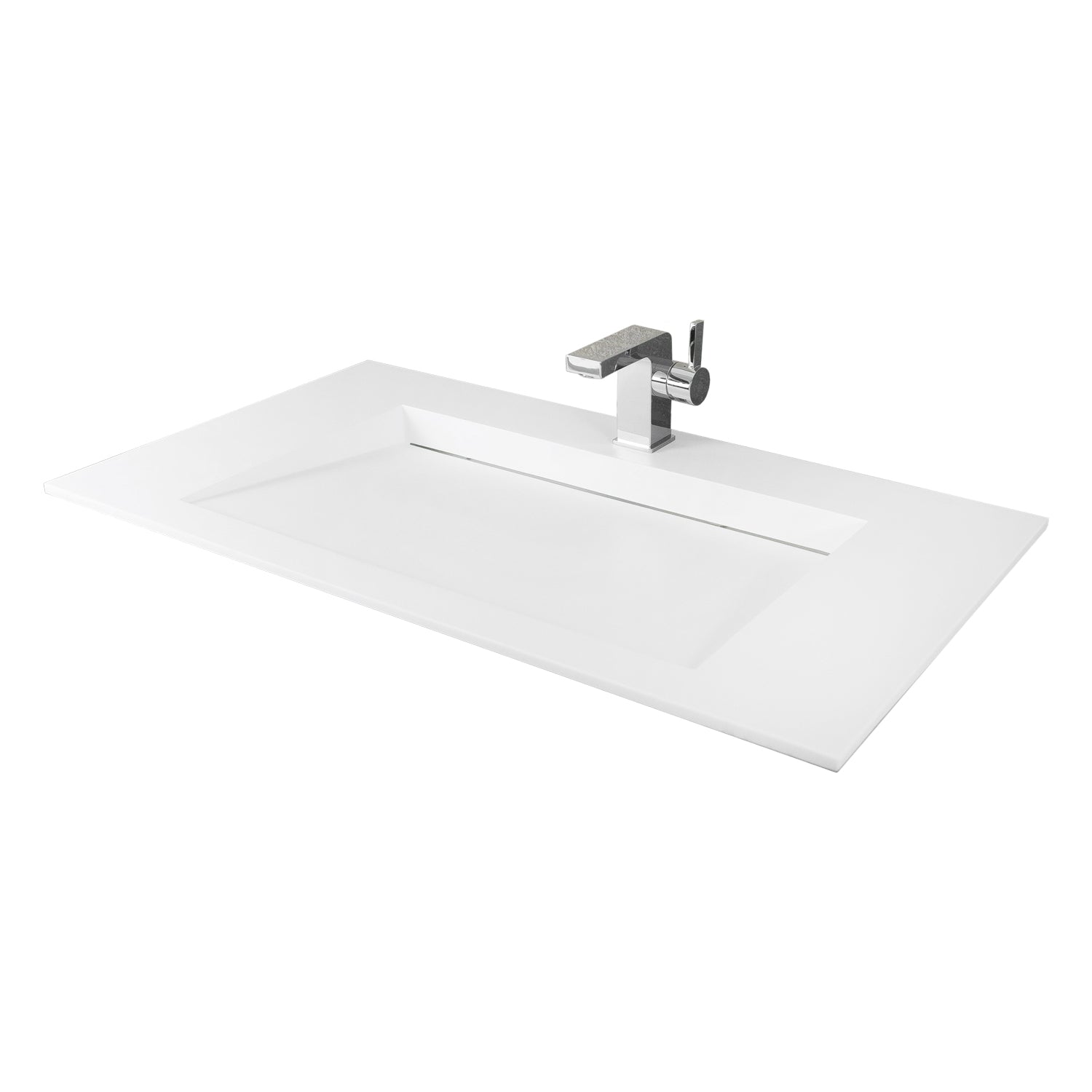 DAX White Matte Rectangle Top Mount Bathroom Sink - 35.25