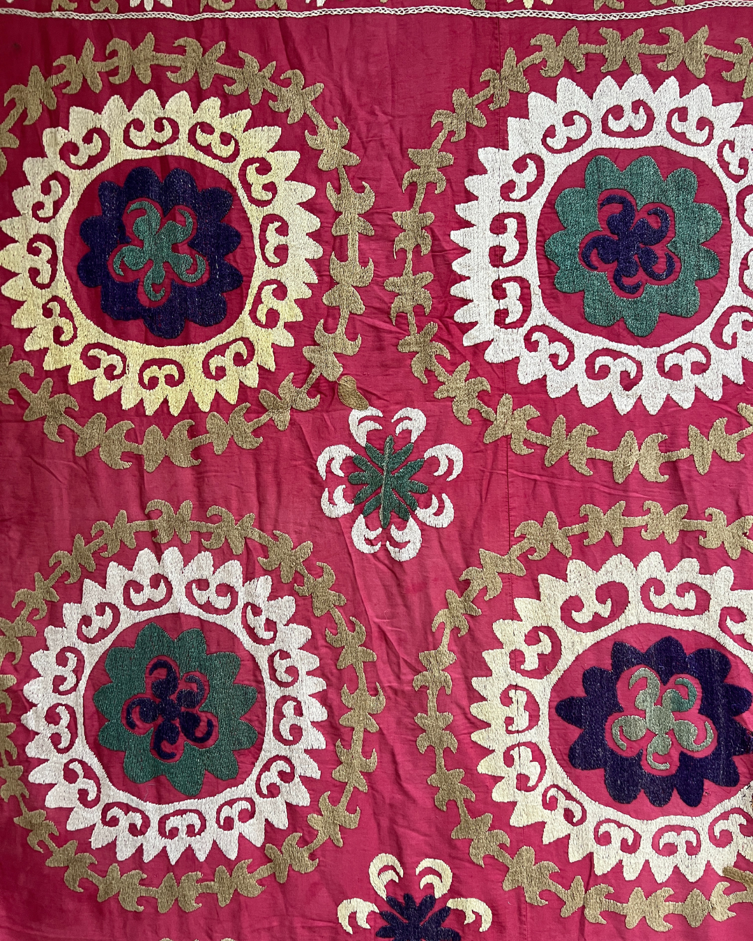 Extra Large Suzani 09 - Handmade Bohemian Style Cotton Throw Blanket - Perfect for Sofa, Bed & Home Decor