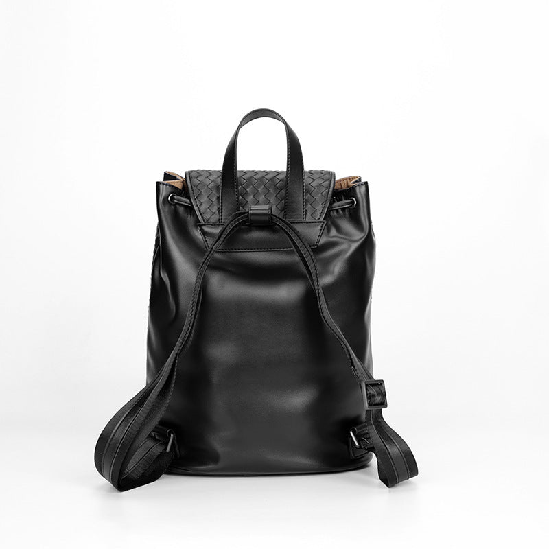 Genuine Leather Woven Large Capacity Casual Backpack for Men & Women - Perfect for Travel, Work, School and Everyday Use
