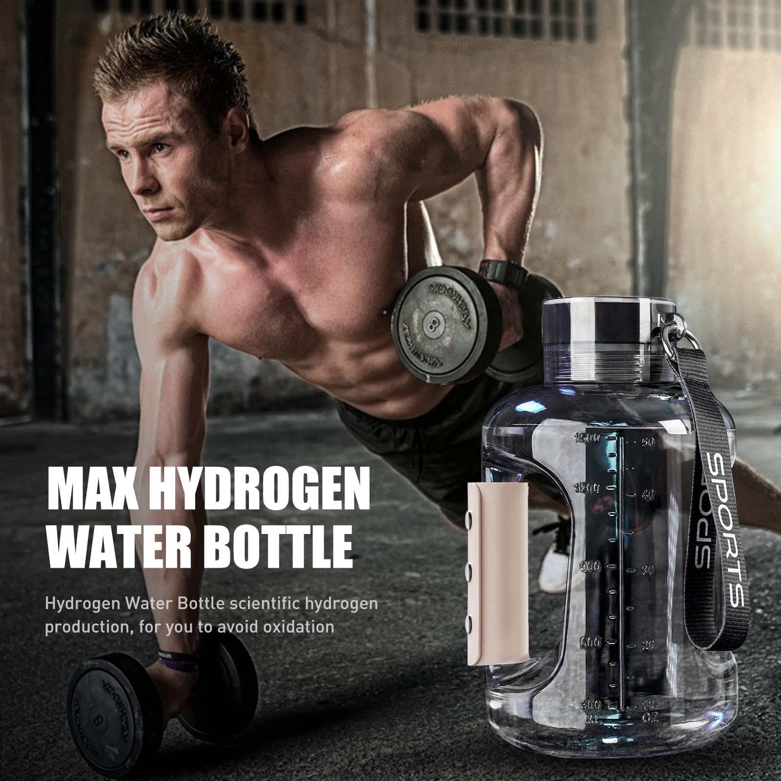 1.5L Large Hydrogen Water Bottle Generator with SPE/PEM Technology - Rechargeable Hydrogen Water Machine for Health Improvement | Portable Hydrogen Water Bottle for Gym, Travel & Daily Hydration