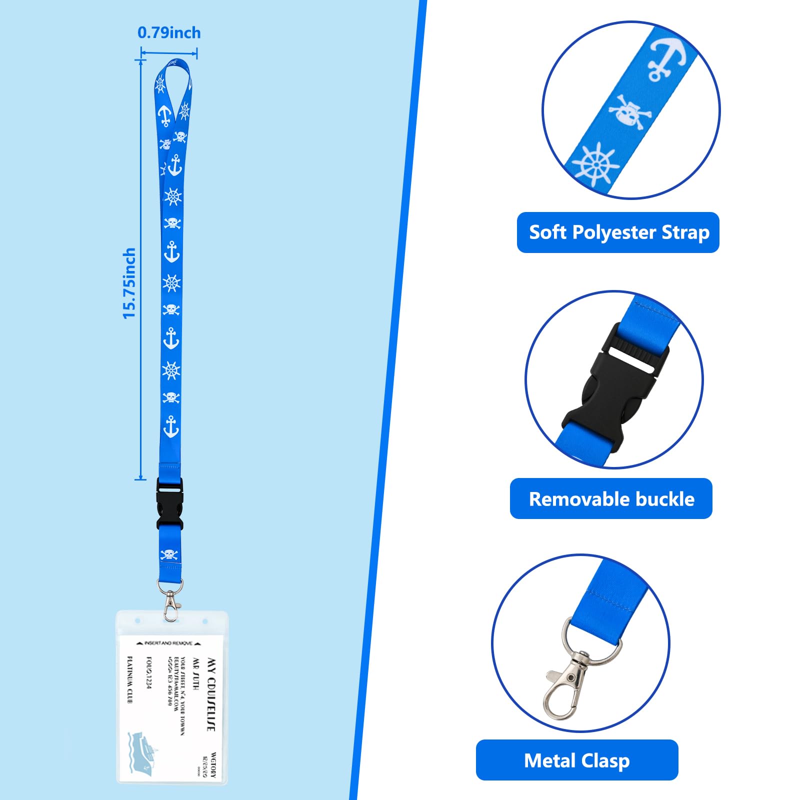 Waterproof Cruise Lanyards 4-Pack with ID Badge Reel - for Ship Key Cards & Cruise Essentials