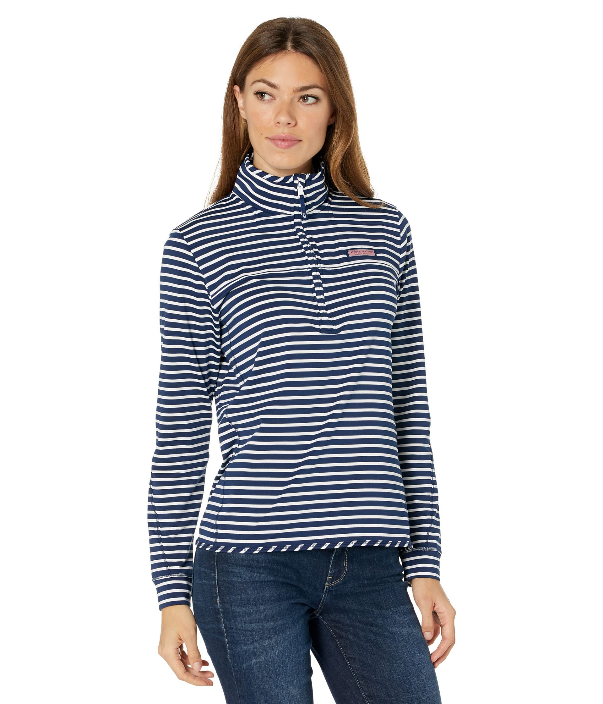 Vineyard Vines Women's Striped Sankaty Shep Shirt - Casual & Comfortable Long Sleeve Button Down for Work, Outfits & Everyday Wear