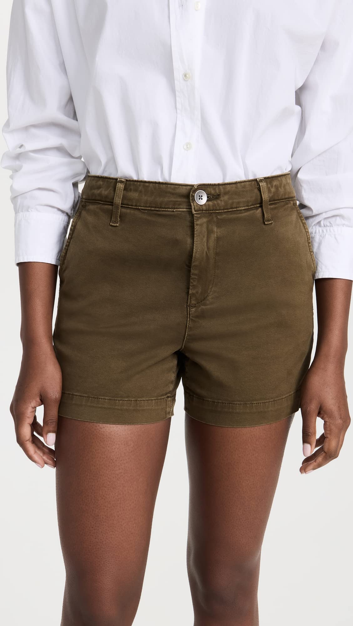 AG Adriano Goldschmied Women's Caden High-Rise Denim Shorts - Distressed Blue Denim Cutoffs for Summer, Beach & Casual Outings