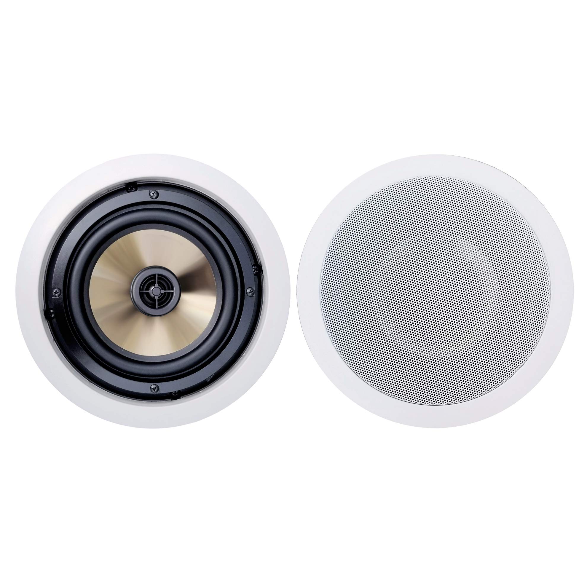 BIC America FH-6C 6.5 Inch 150 Watt 2-Way In-Ceiling Speakers with Pivoting Horn Tweeters - High Performance Home Audio for Living Room, Home Theater & Background Music System