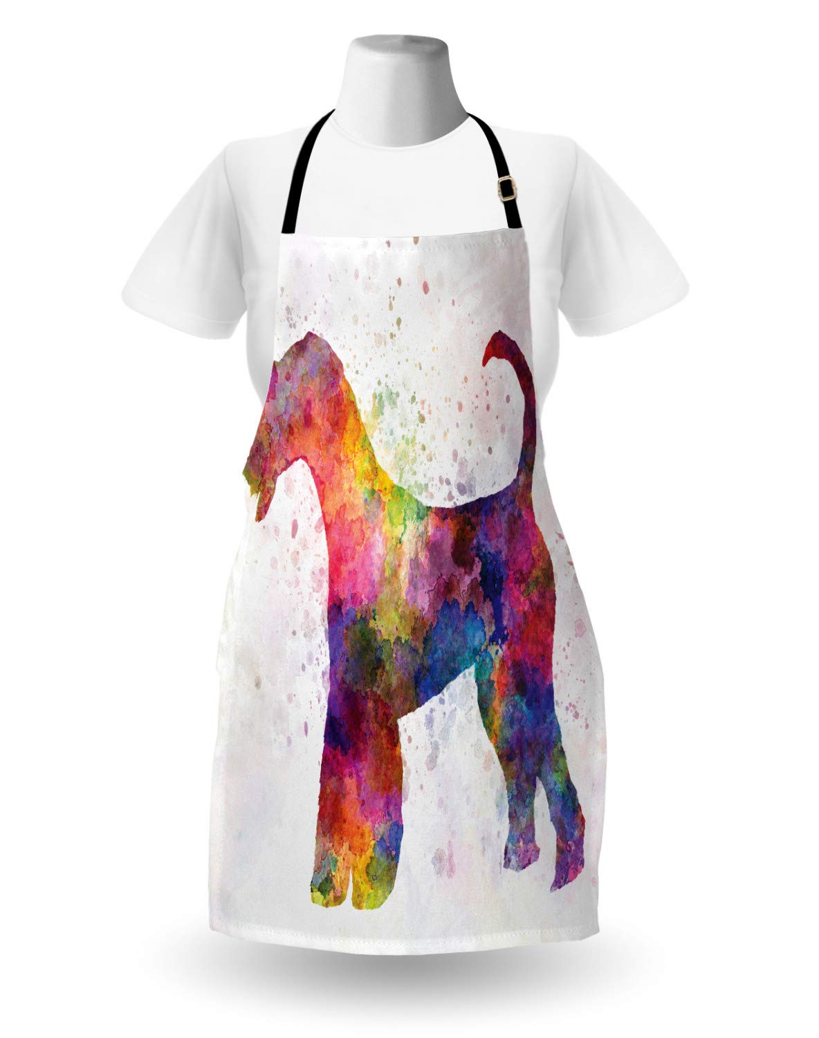 Funny Airedale Apron with Watercolor Splash - Unisex Kitchen Bib for Cooking & Gardening