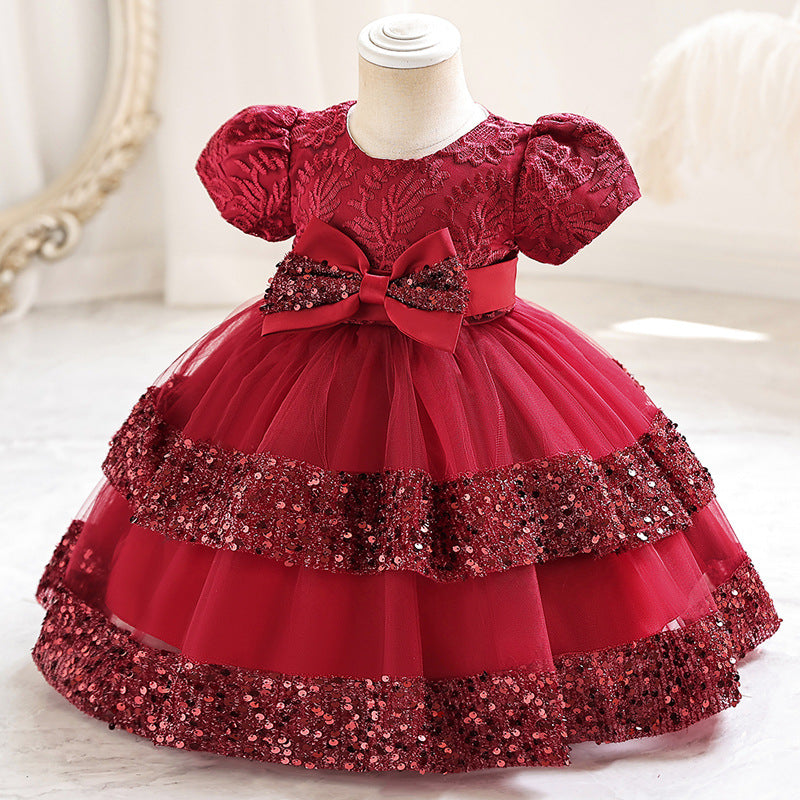Elegant Baby Girls Bow Princess Dress - Toddler Everyday Outfit for Special Occasions & Photo Shoots