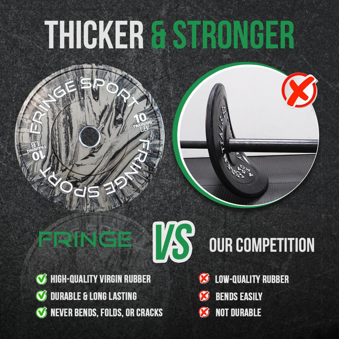 FringeSport Savage Bumper Plates Set - Olympic Rubber Weight Plates with Steel Insert (10lb-460lb) for CrossFit, Powerlifting & Home Gym Strength Training