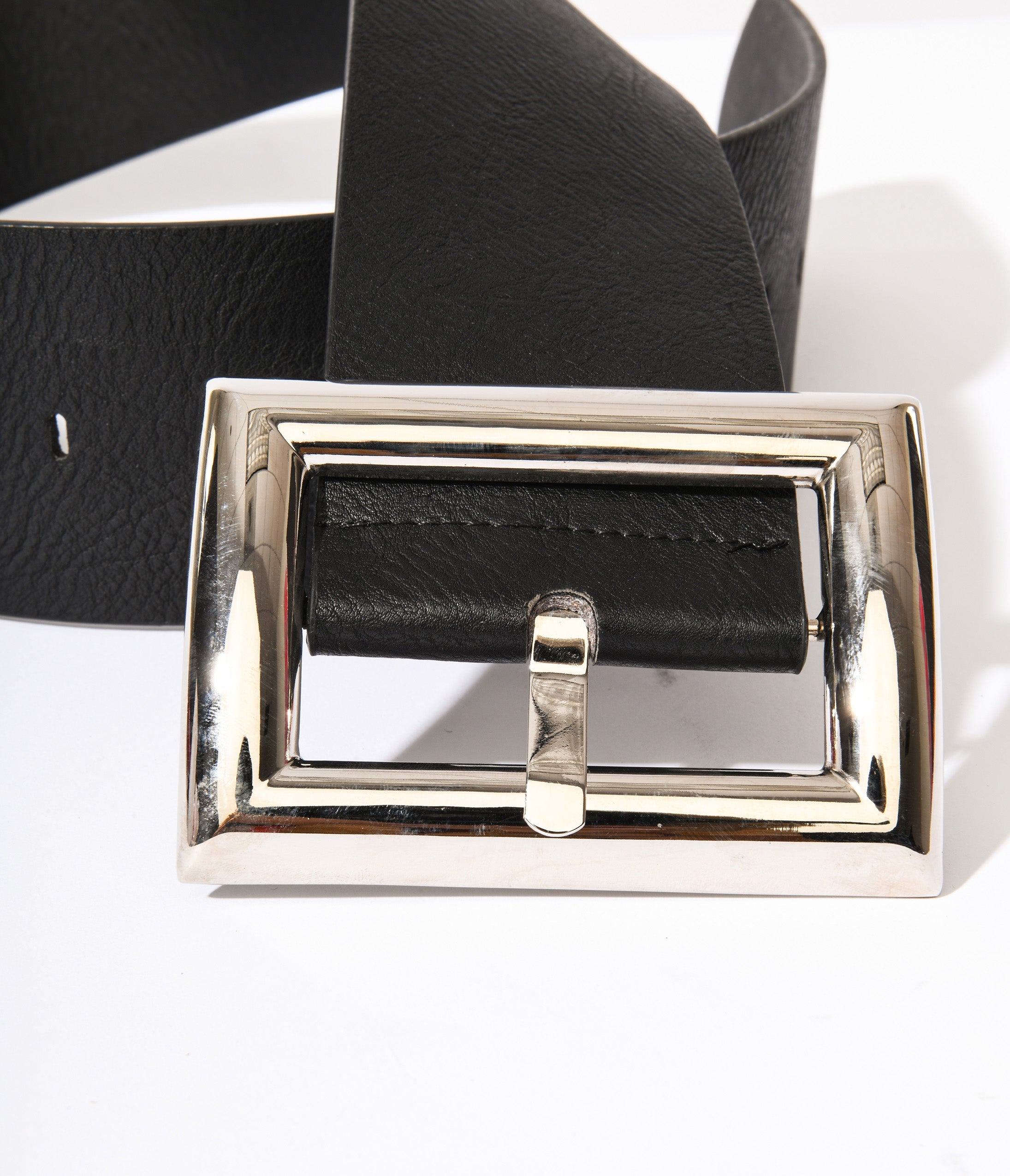 Stylish Oversized Silver Buckle Black Chunky Belt for Women - Perfect for Jeans, Dresses & Casual Outfits | Fashion Accessory