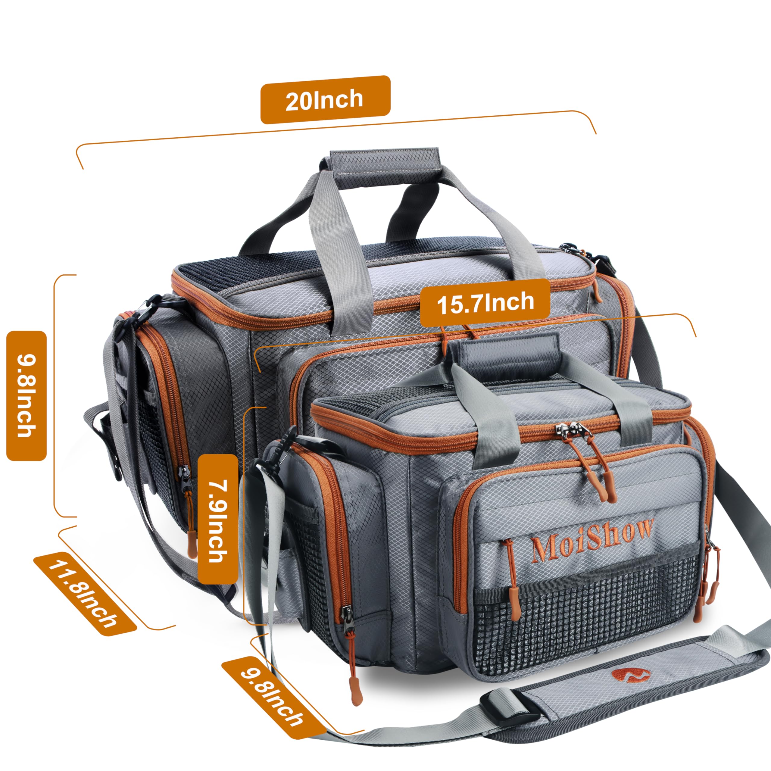 **Waterproof Fishing Tackle Box Bag - Durable Saltwater & Freshwater Fishing Gear Storage with Padded Shoulder Strap - Fits 3600/3700 Tackle Boxes (Grey) - Perfect for Boat, Shore & Kayak Fishing**