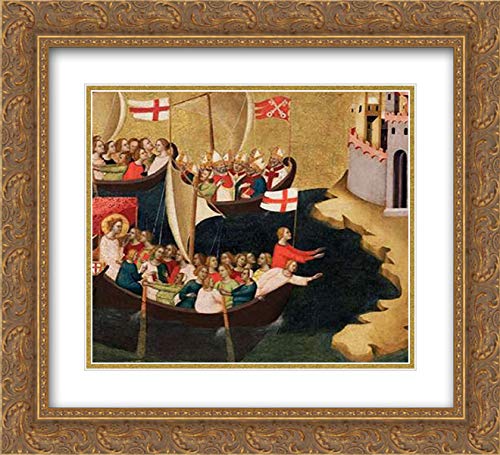 Bernardo Daddi 16x15 Gold Ornate Framed Museum Art Print - Arrival of Saint Ursula at Cologne - Double Matted Religious Renaissance Artwork - Perfect for Home Decor, Office & Gift Giving