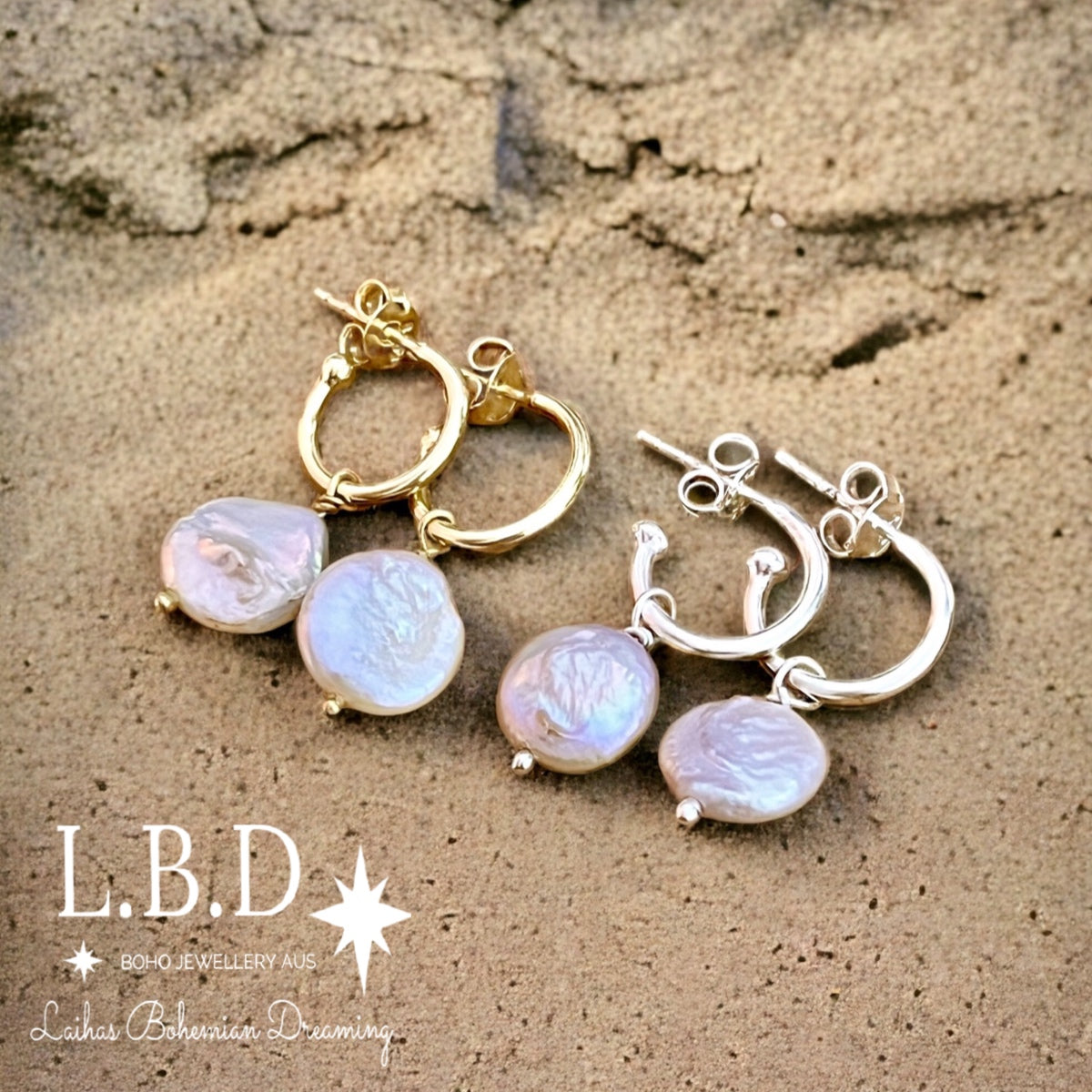 Laihas Classic Drop Button Pearl Hoop Earrings for Women - Elegant Dangle Pearl Earrings for Party, Wedding & Everyday Wear