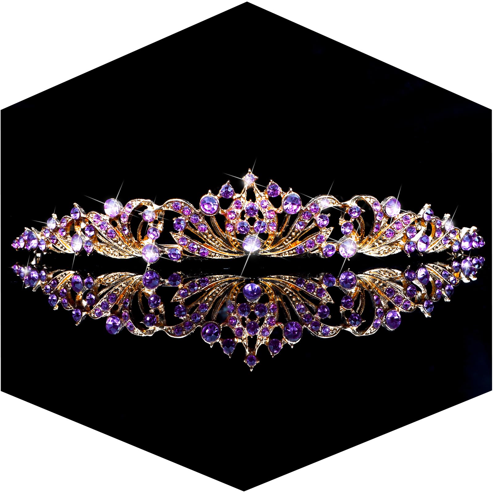 TOBATOBA Purple Tiara Crown for Women & Girls - Elegant Wedding Princess Crown for Bridal, Prom, Quinceañera, Birthday & Halloween Hair Accessories | Perfect for Royal-Themed Parties, Cosplay & Special Occasions