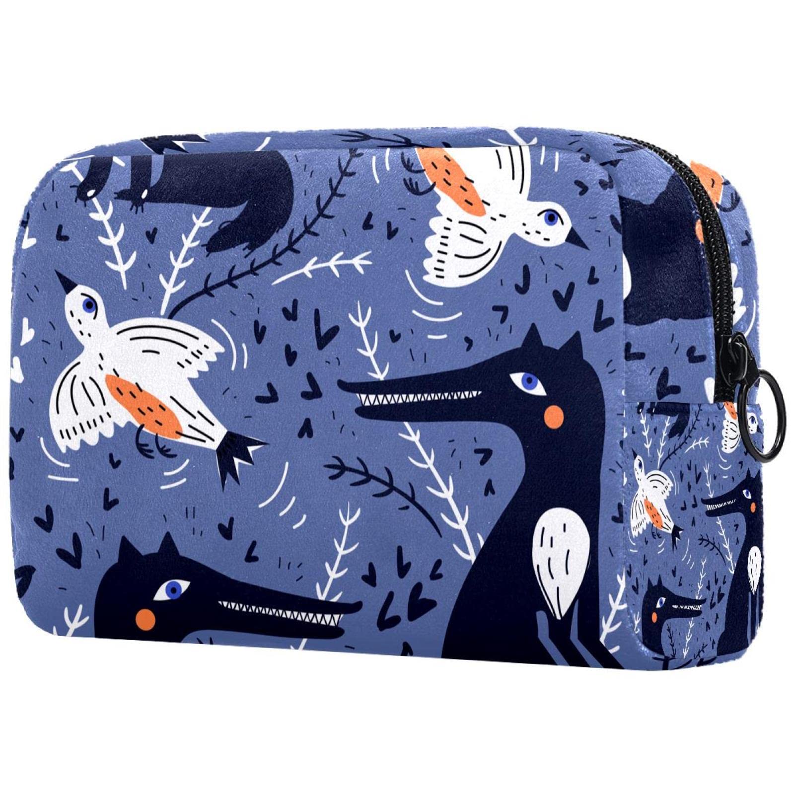 Animal Print Makeup Bag - Waterproof Travel Cosmetic Case with Brush Holder, Portable Makeup Organizer for Women | Perfect for Travel, Gym, and Daily Storage