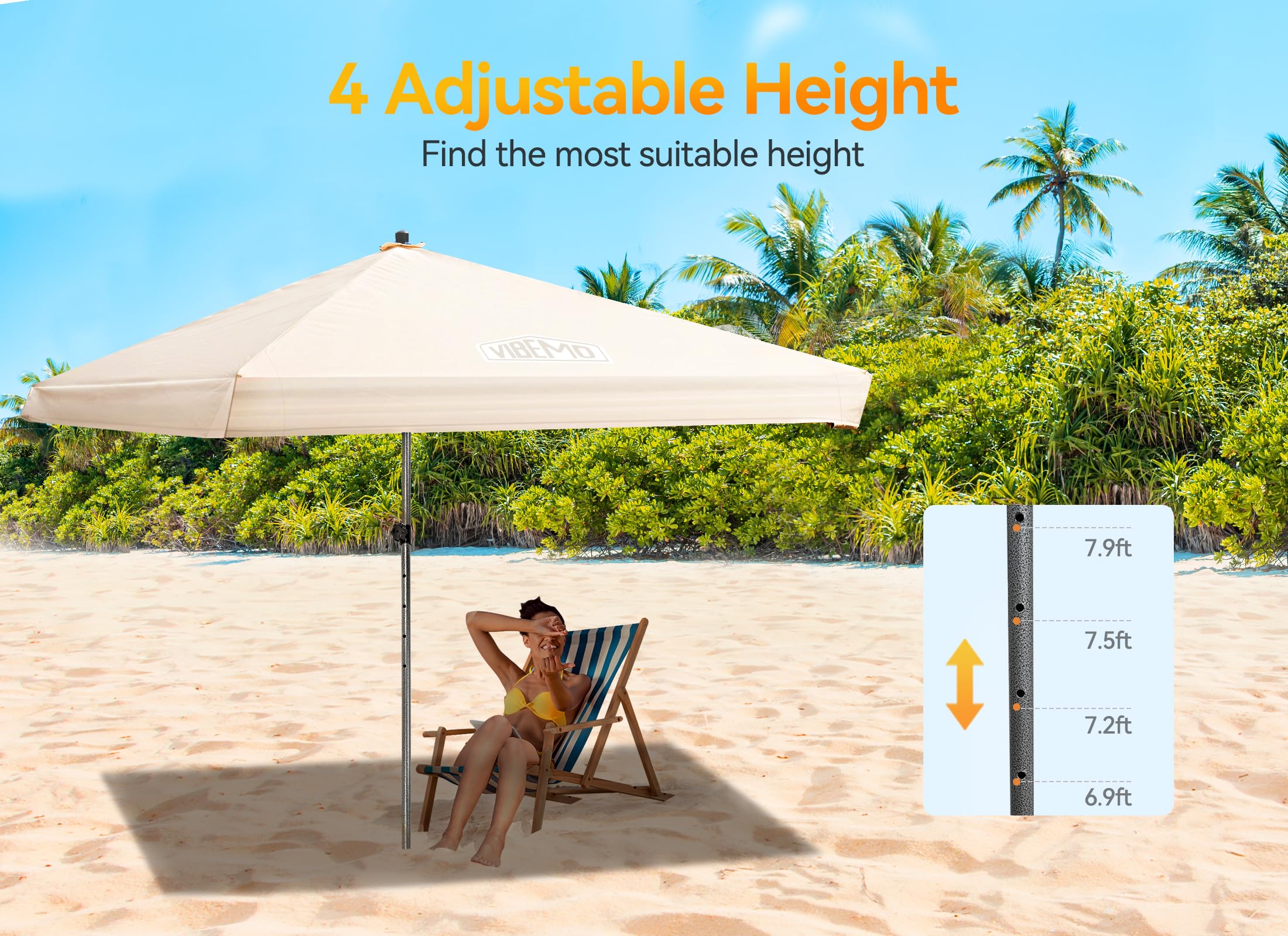 6.2' x 6' Portable Beach Cabana with Side Wall - UPF 50+ UV Protection & Waterproof Canopy - 4 Adjustable Height Settings - Easy Setup Cool Cabana Tent for Beach, Poolside, Backyard & Outdoor Patio Shelter