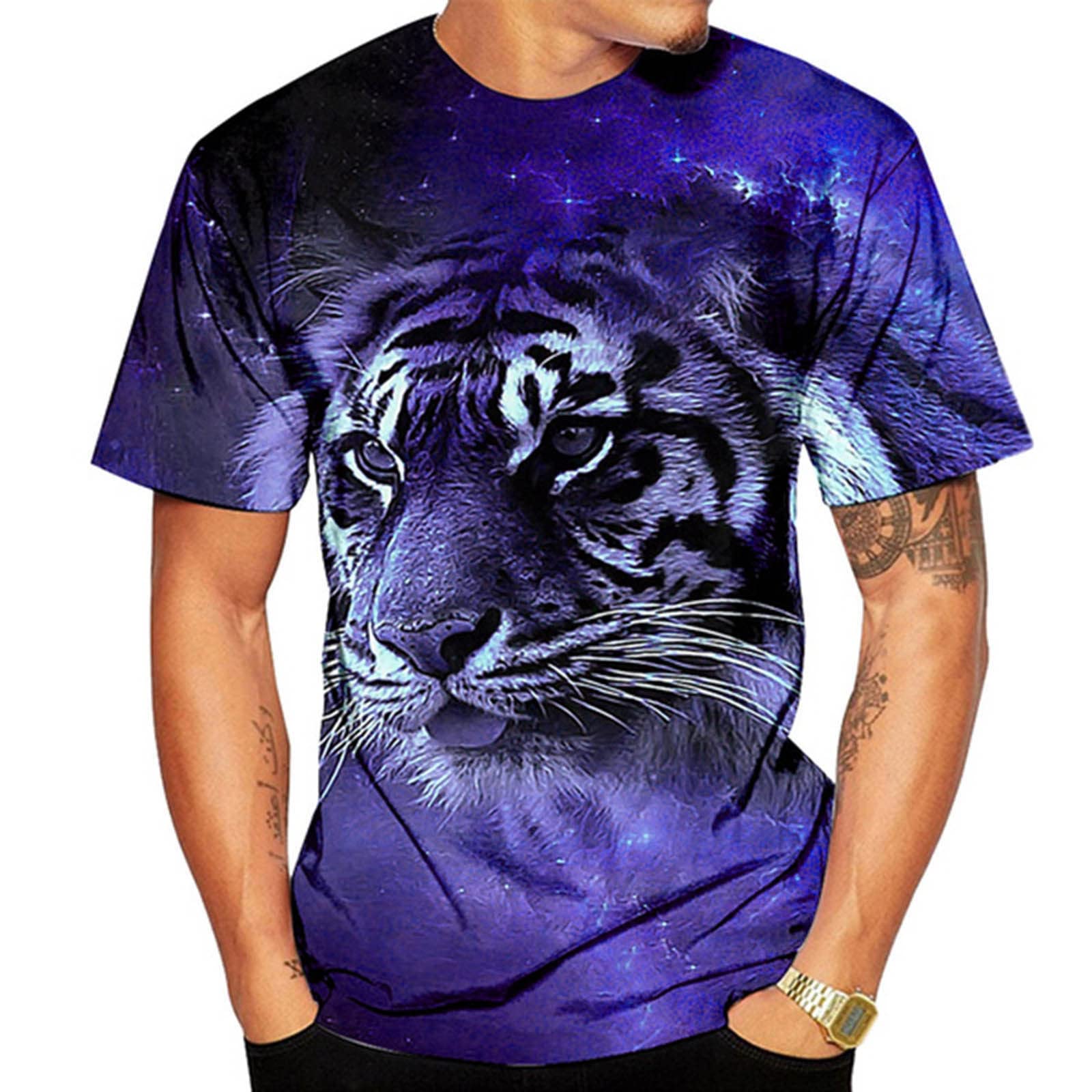 3D Printed Tiger Graphic Men's Loose Fit Short Sleeve T-Shirt - Summer Casual Novelty Tee for Streetwear & Outdoor Activities