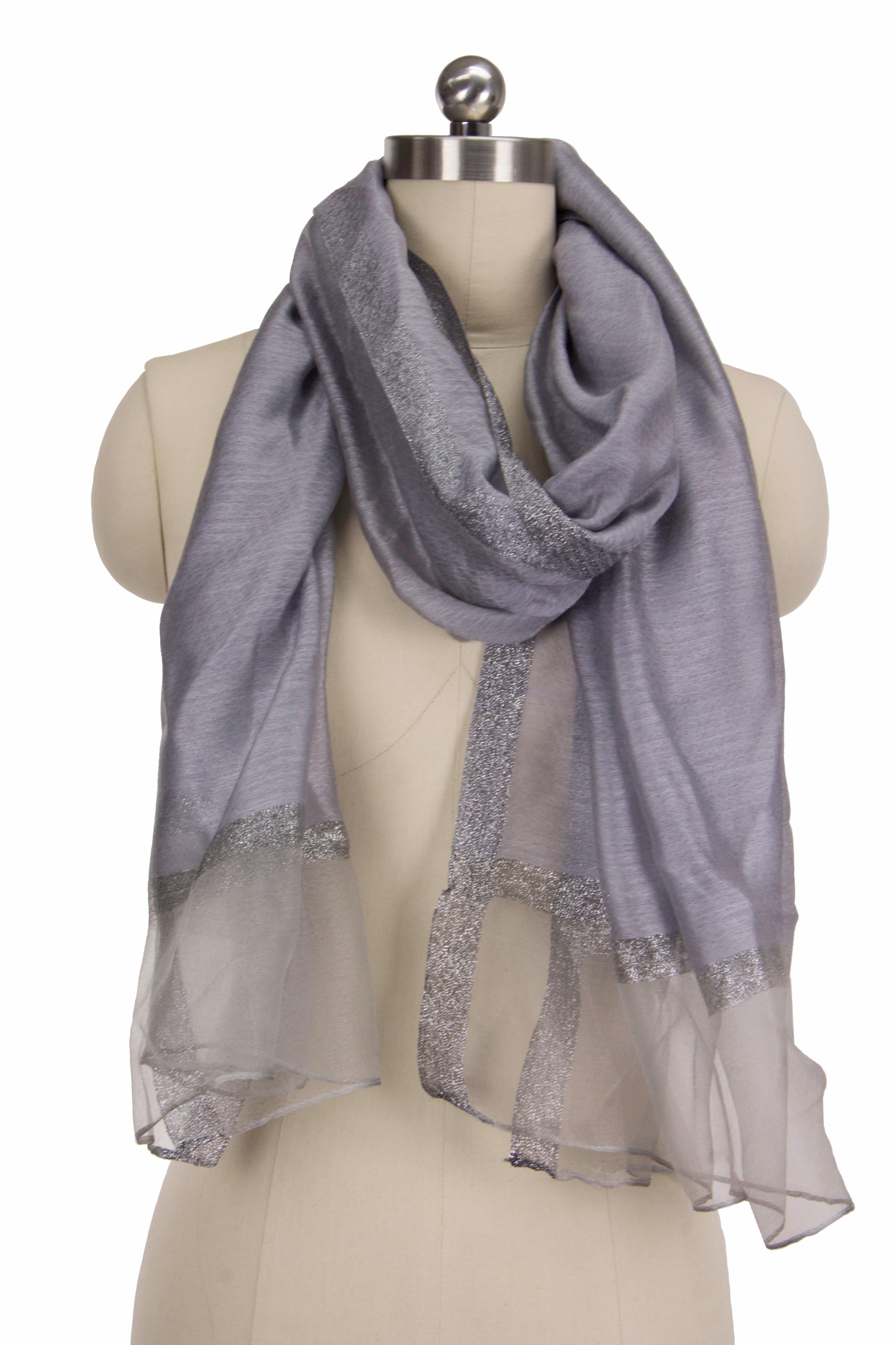 Elegant Shimmer Border Scarf - Soft Glitter Trim Shawl for Women, Perfect for Parties, Weddings & Evening Events
