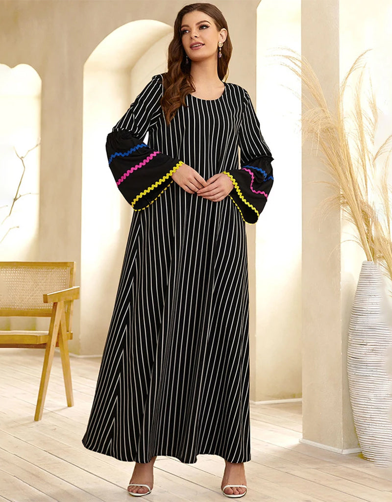 Elegant Long Striped Skirt with Embroidered Details - Perfect for Boho Chic Outfits and Summer Festivals