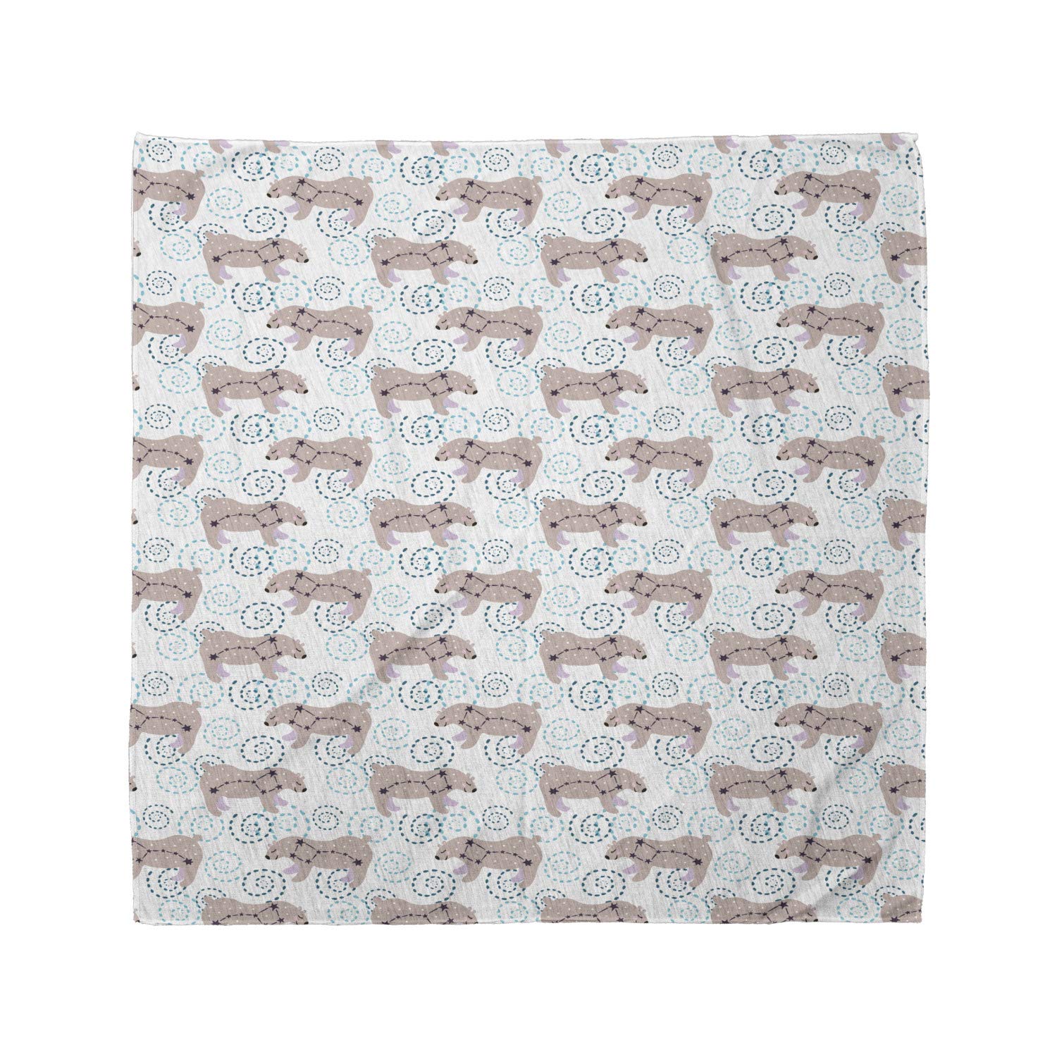 Ambesonne Bear Bandana - Cartoon Bears with Stars & Swirls Print - Unisex Head Scarf & Neck Tie for Men Women - Perfect for Outdoor Adventures, Music Festivals & Casual Wear